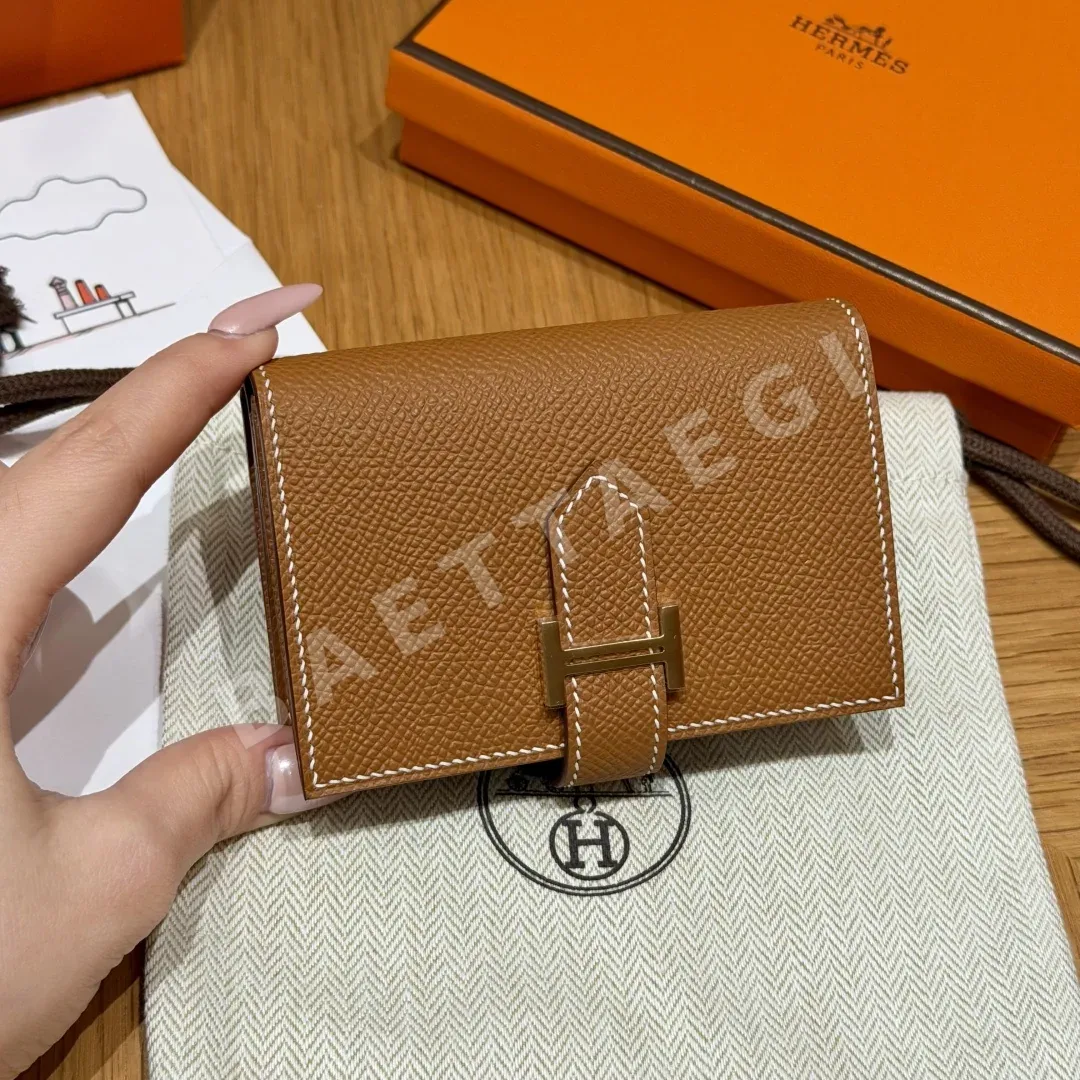에르메스 베안 카드홀더 미니 엡솜 가죽 카드 지갑 154815