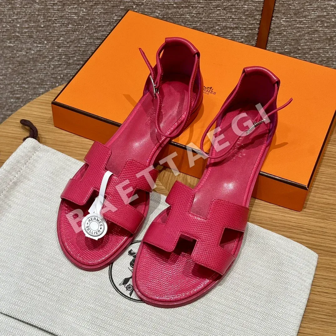 에르메스 산토리니 샌들 로즈레드 도마뱀 상세 이미지 1