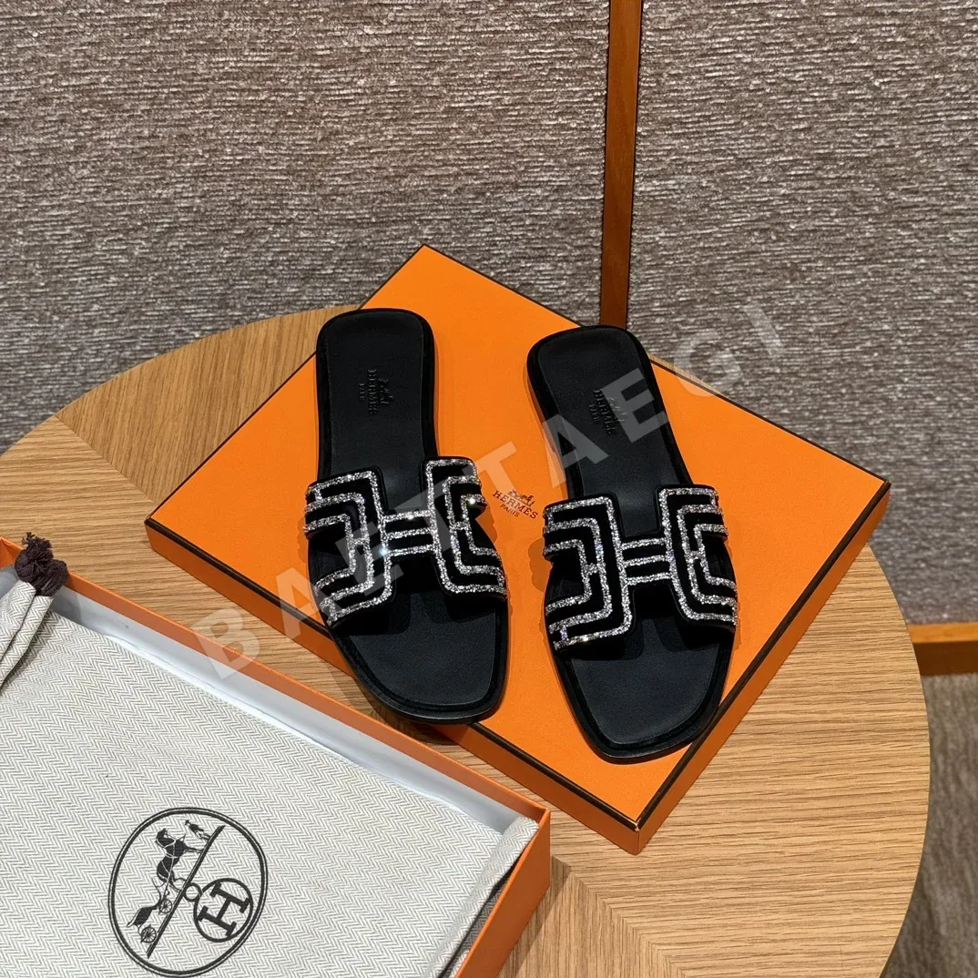 에르메스 오란 샌들 블랙 가죽 상세 이미지 3