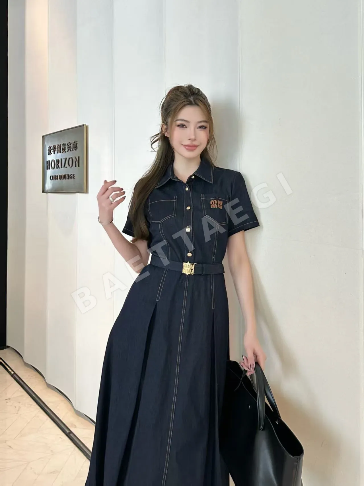 미우미우 벨트 데님 원피스 상세 이미지 2