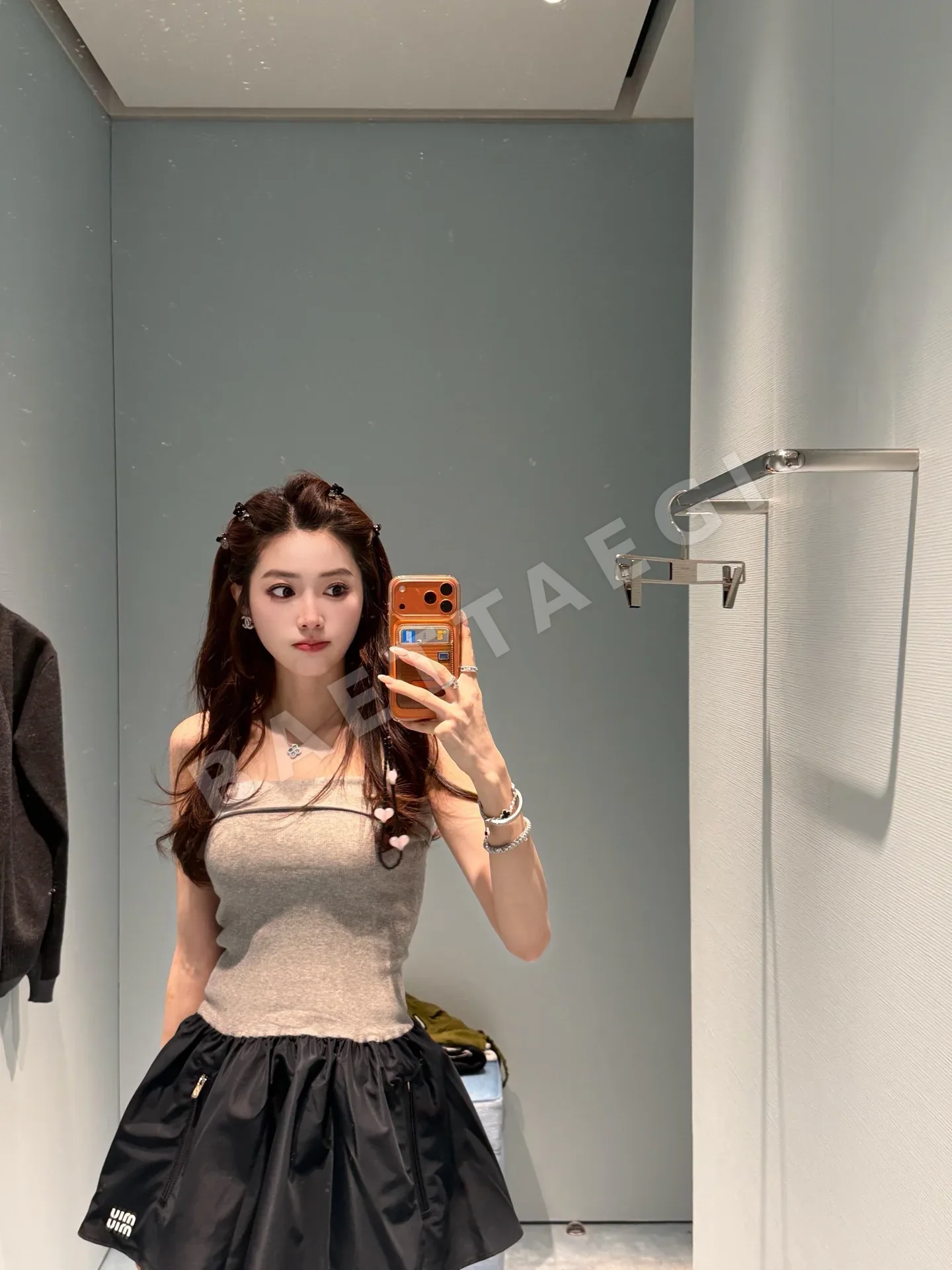미우미우 컬러 블록 스트랩리스 원피스 상세 이미지 4