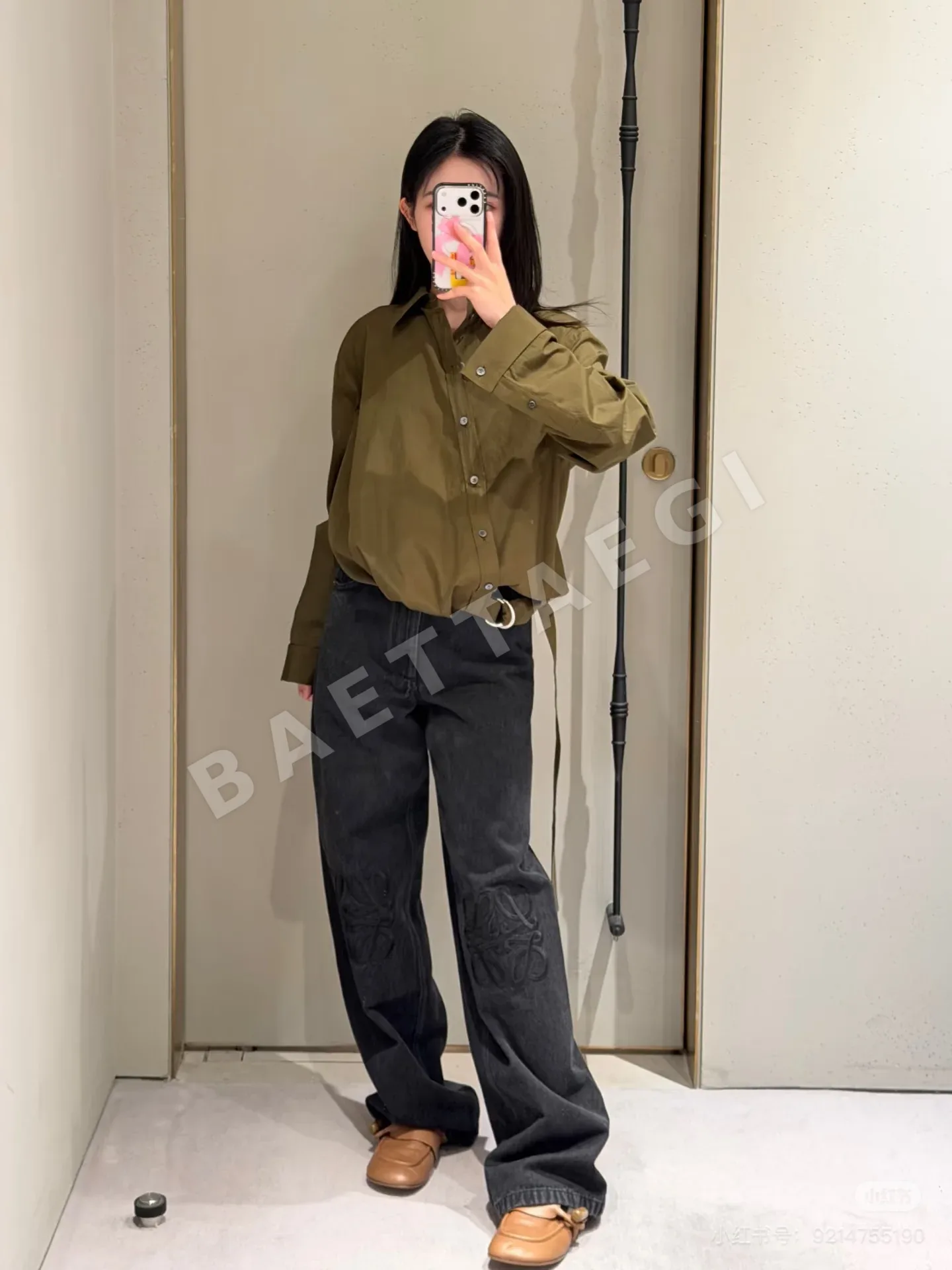 로에베 비대칭 사이드 벨트 여성 셔츠 상세 이미지 2