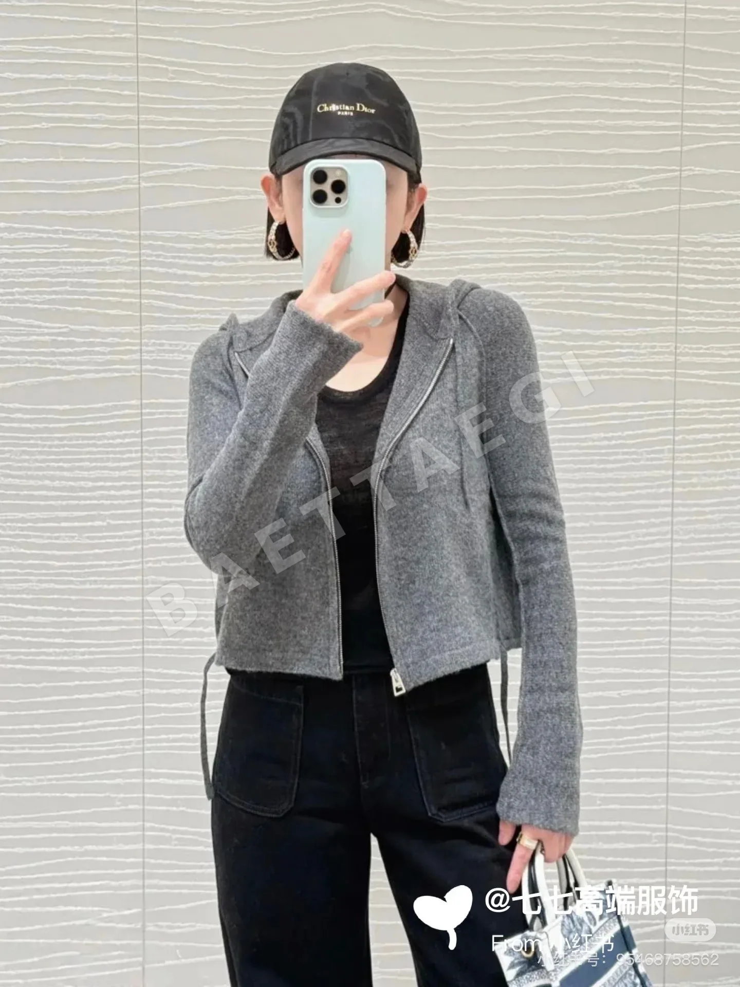디올 후드 울 오버사이즈 여성 자켓 상세 이미지 6