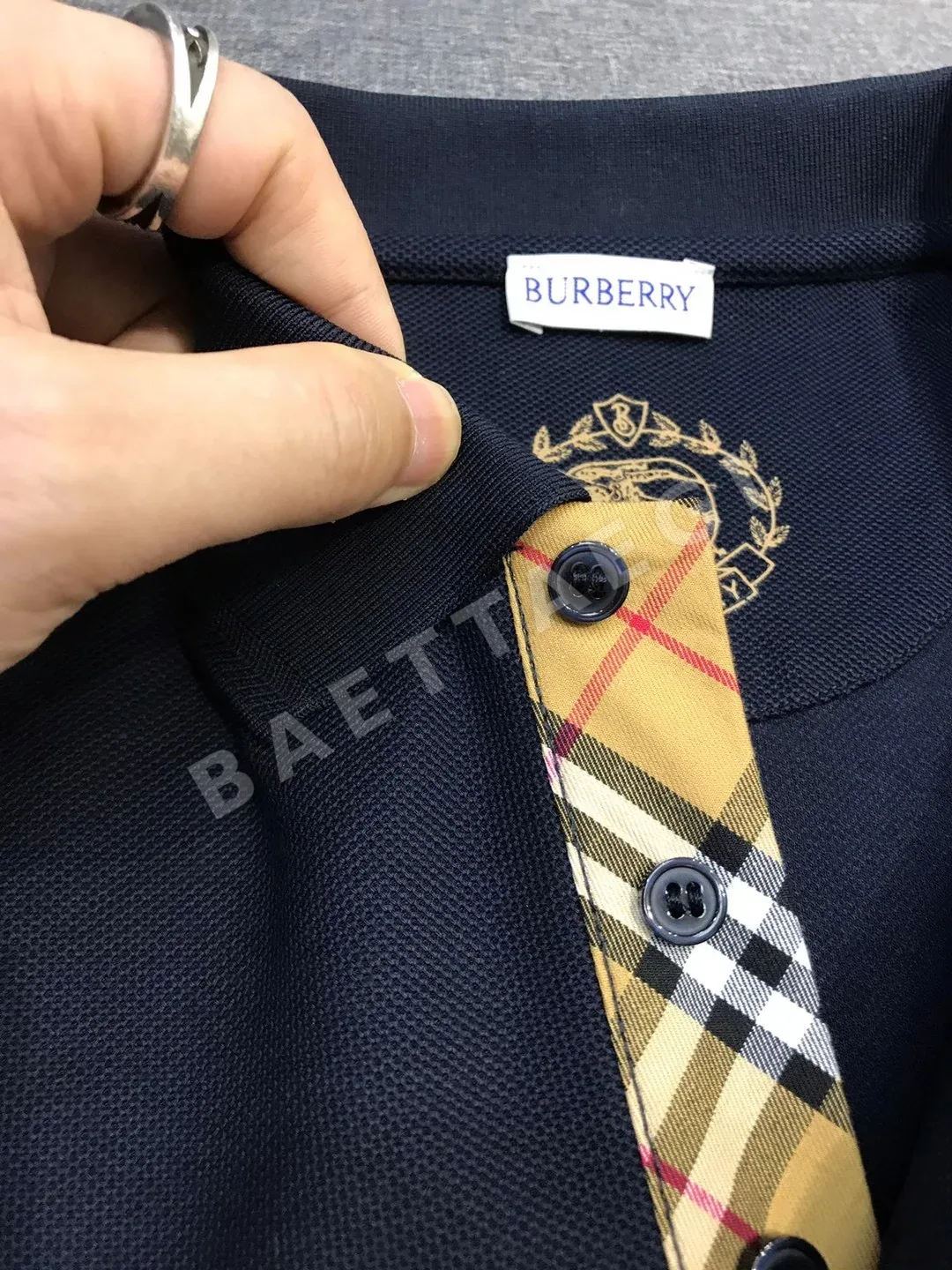 버버리 체크 패턴 남성 메시 반팔 폴로셔츠 상세 이미지 7
