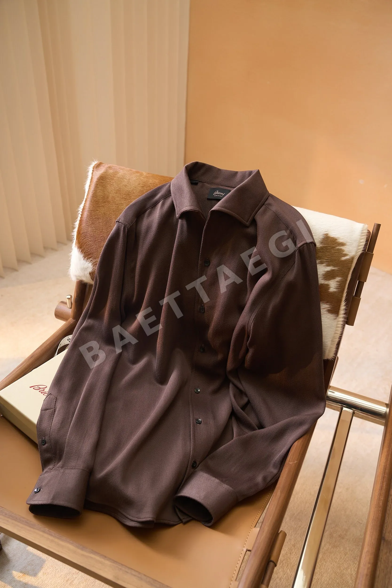 브리오니 원피스 카라 울 혼방 남성 긴팔 셔츠 상세 이미지 5