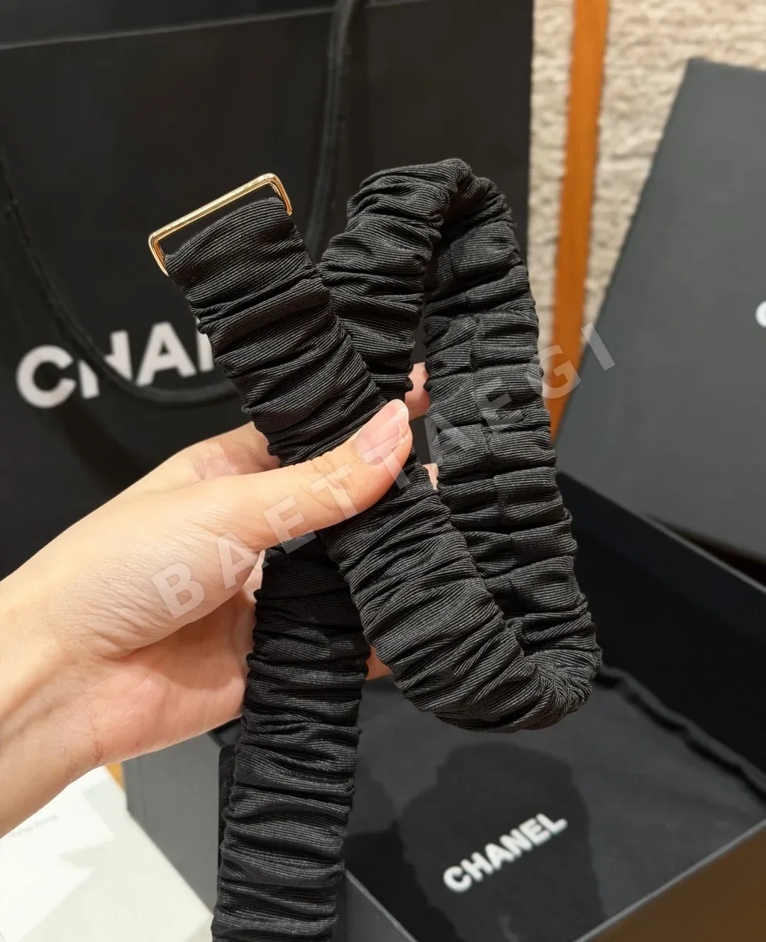 샤넬 플리츠 고무 더블 C 벨트 30mm 상세 이미지 4