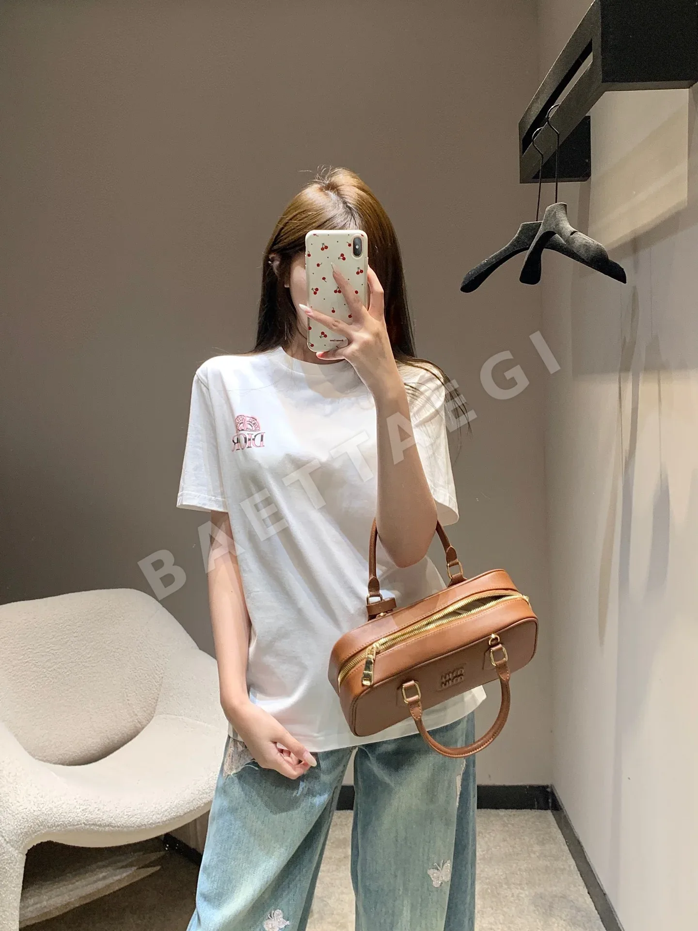 디올 레터 프린트 반팔 티셔츠