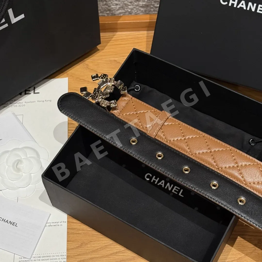 샤넬 더블 C 메탈 로고 램스킨 벨트 상세 이미지 5