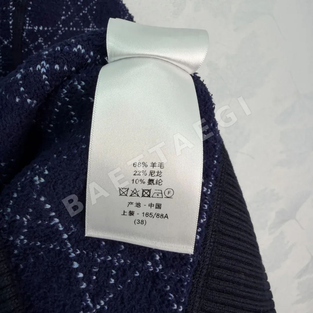 디올 네이비 블루 다이아몬드 자카드 니트 자켓 상세 이미지 9