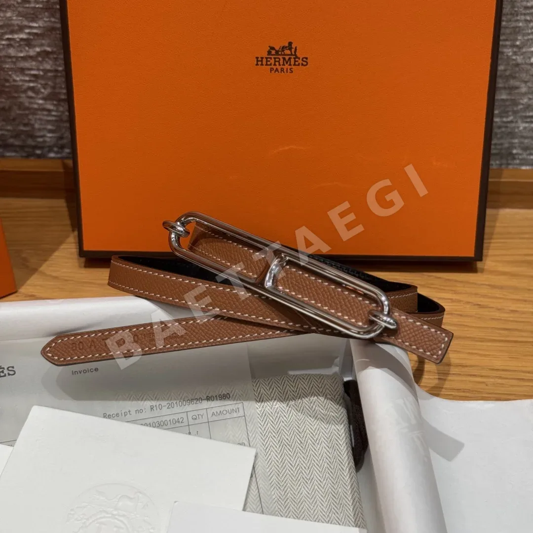 에르메스 슬림 양면 가죽 벨트 176005