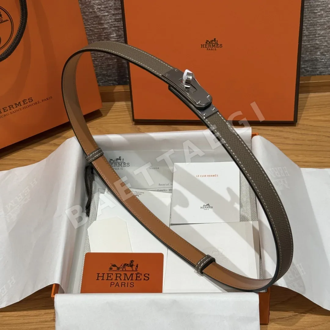 에르메스 켈리 팔라듐 버클 헌터 가죽 벨트 상세 이미지 5