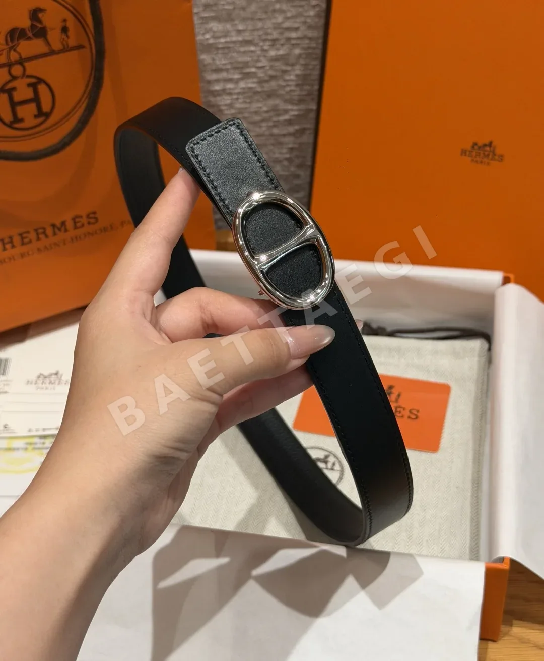 에르메스 카발리에르 H 버클 리버시블 가죽 벨트 상세 이미지 5