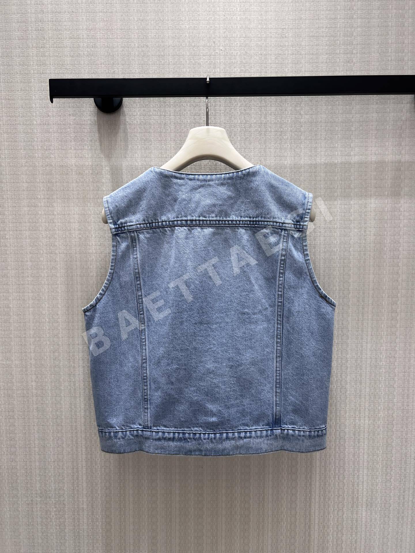 샤넬 라이트 블루 데님 크롭 민소매 베스트 상세 이미지 8