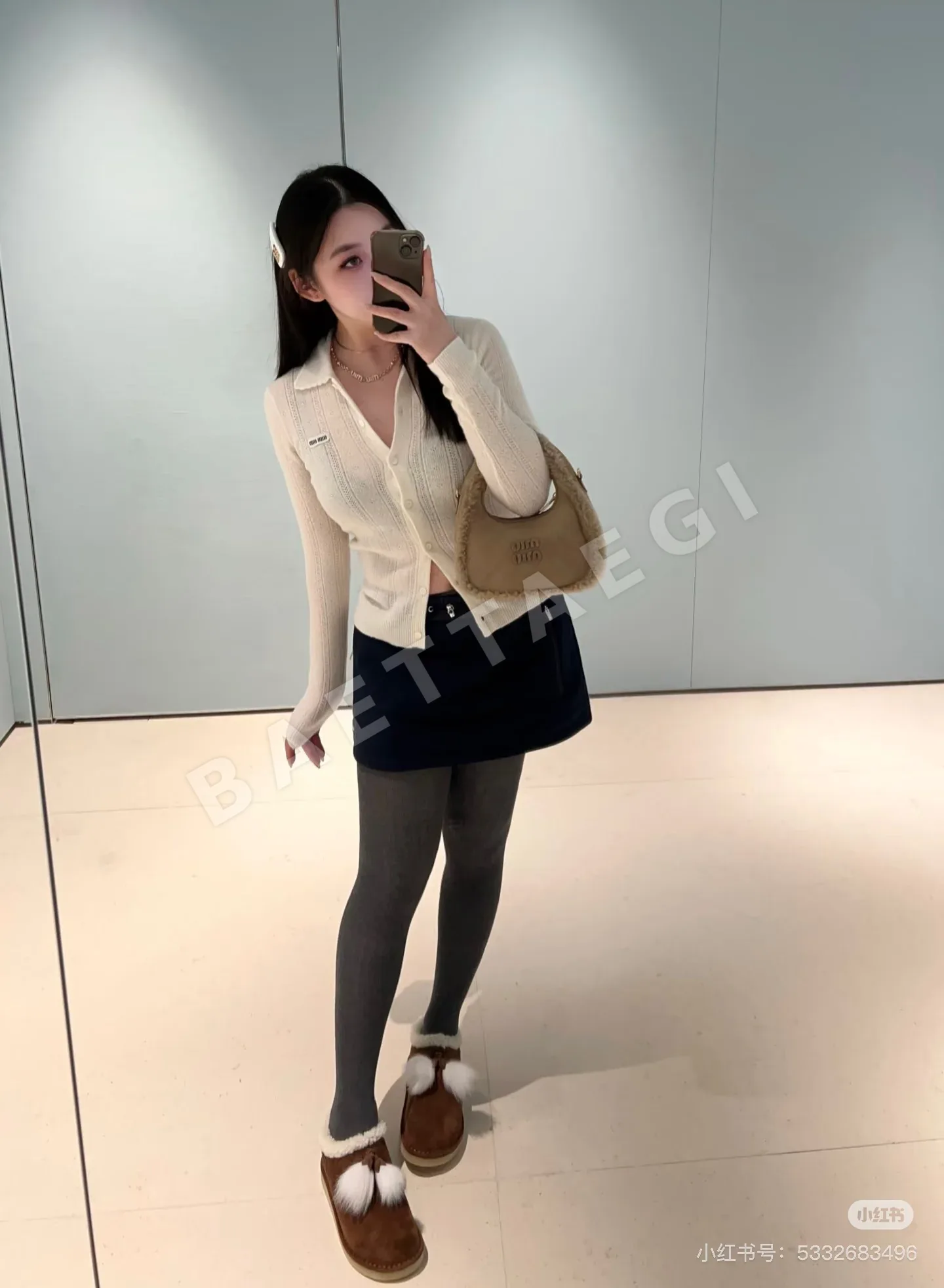 미우미우 캐시미어 폴로카라 가디건 상세 이미지 6
