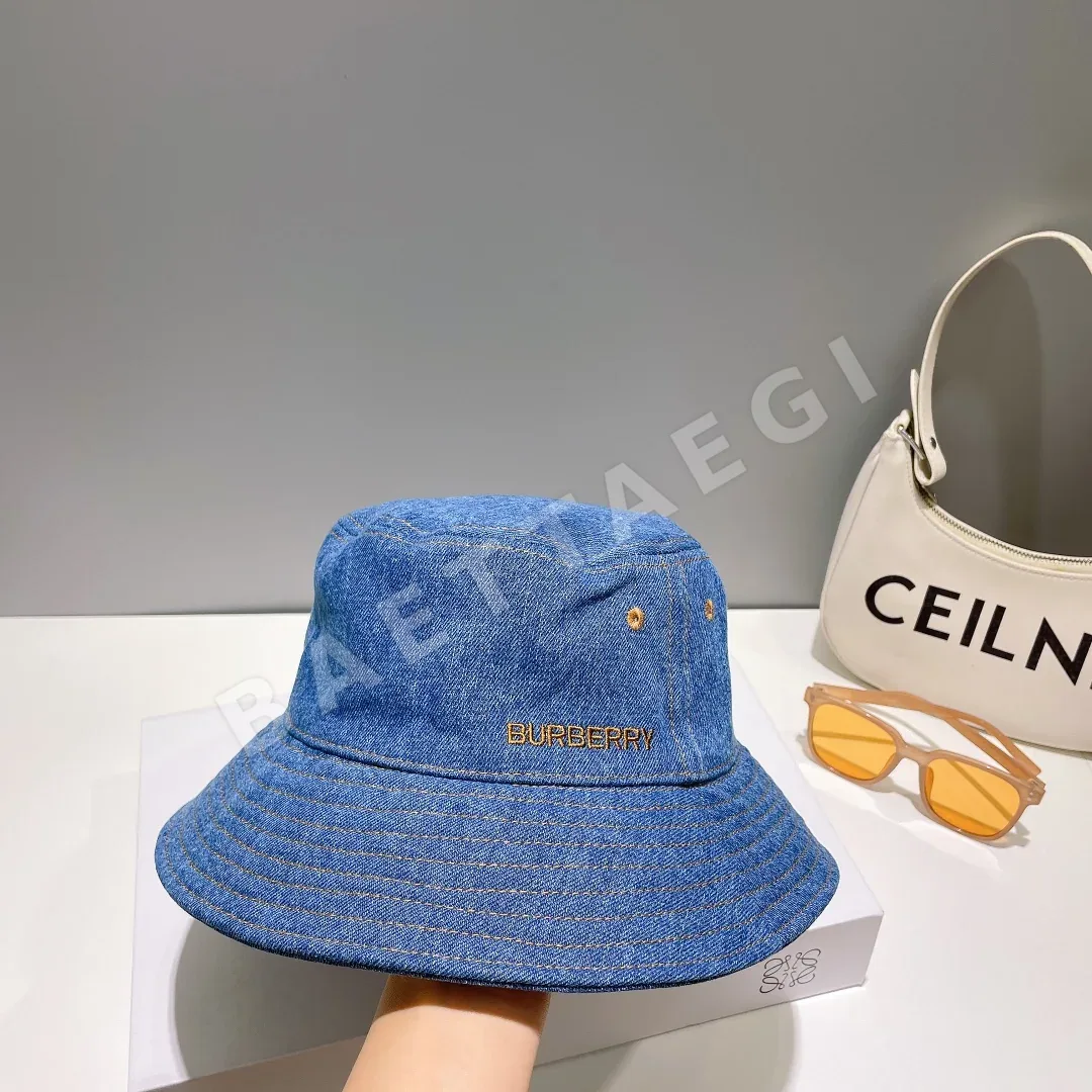 버버리 데님 자수 버킷햇 모자 상세 이미지 2