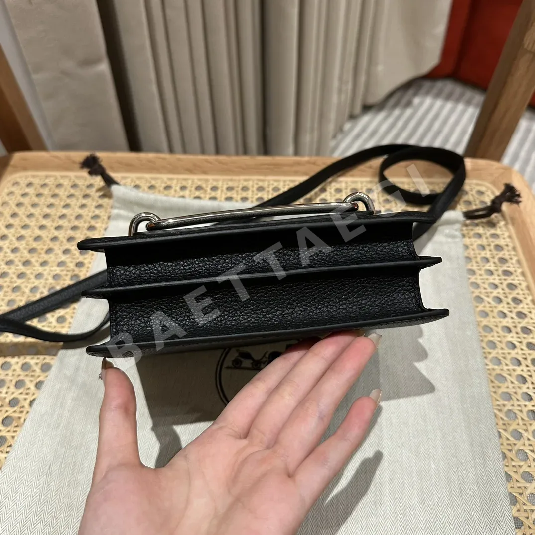 에르메스 토고 실버 장식 블랙 소가죽 핸드백 19 CM 상세 이미지 6