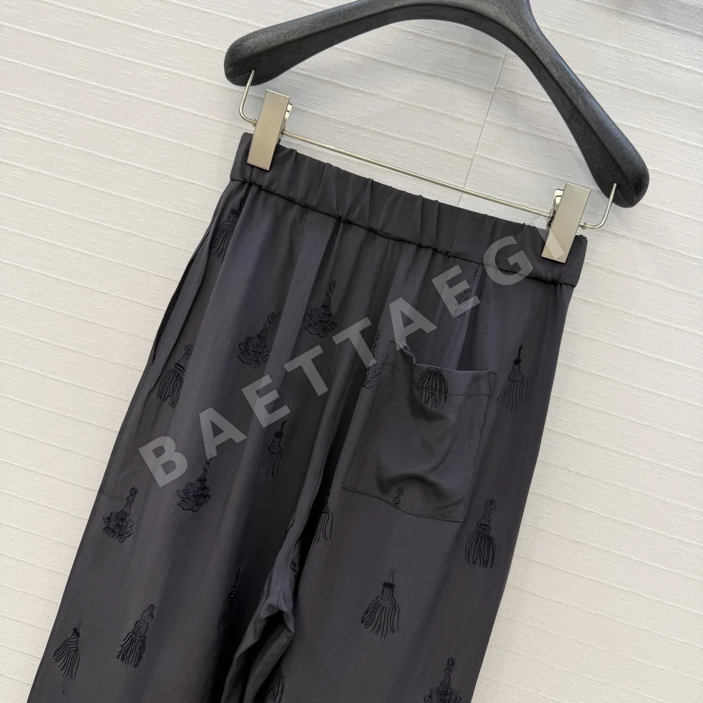 에르메스 실크 와이드 스트레이트 여성 바지 상세 이미지 9