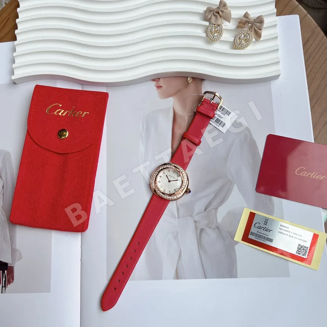 까르띠에 시계 로즈골드 사파이어 글라스 화이트 레플리카 42826 Cartier 상세 이미지 7