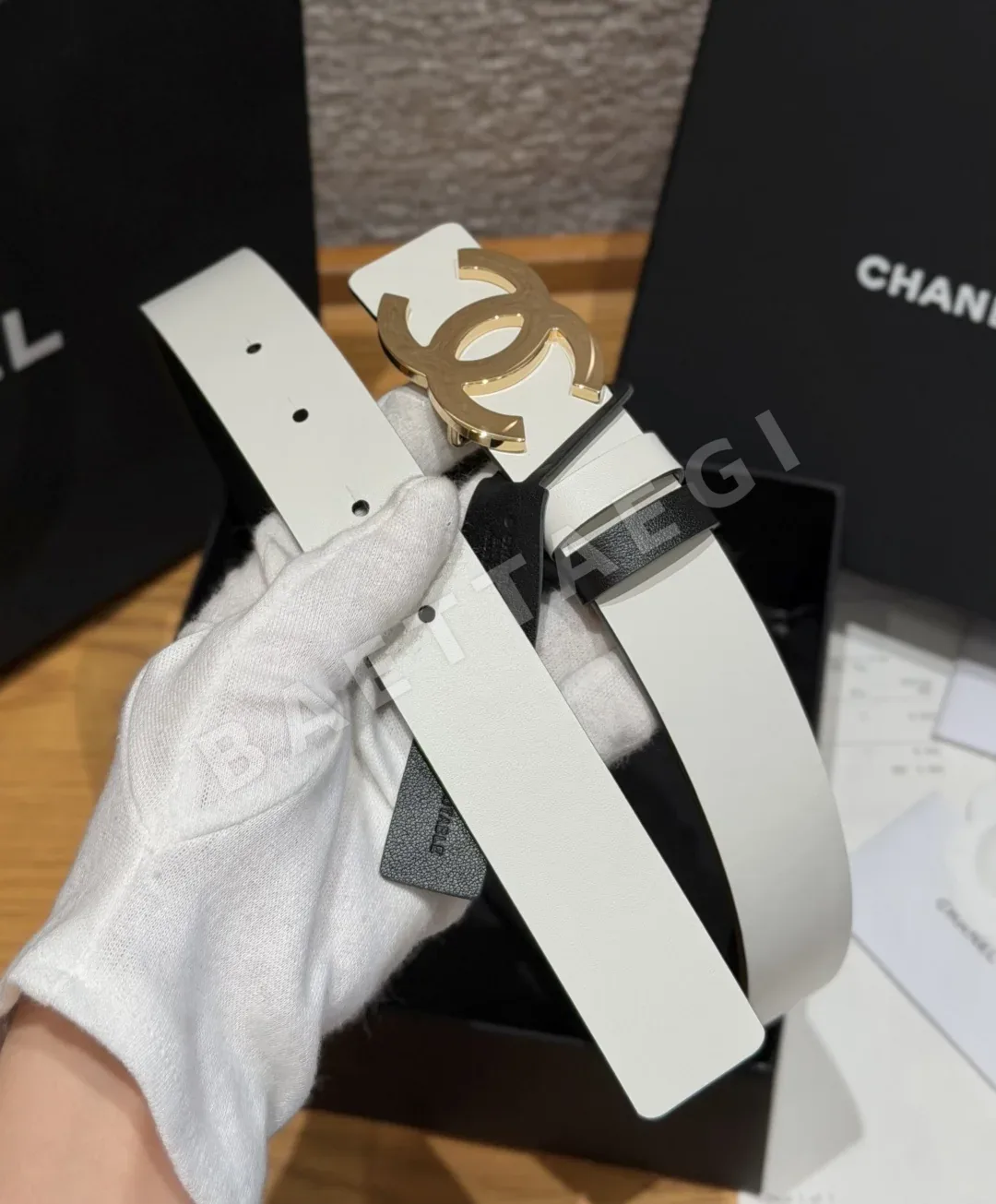 샤넬 리버시블 카프스킨 더블 C 버클 벨트 상세 이미지 9