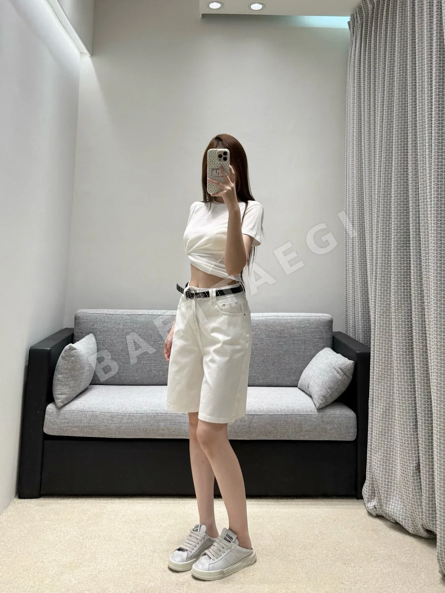 폴로 하이웨스트 크롭 와이드 데님 여성 바지 상세 이미지 9