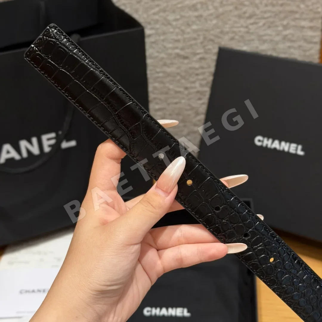 샤넬 크로커다일 패턴 가죽 벨트 30mm 상세 이미지 9