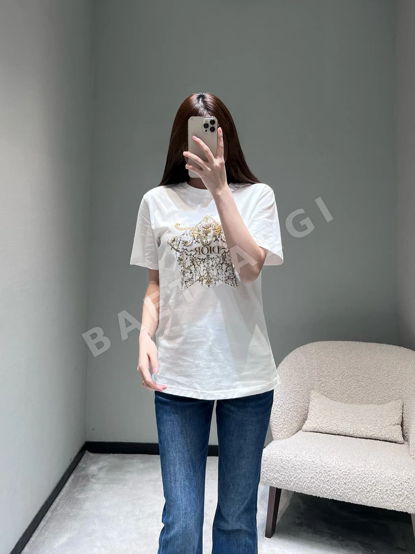 디올 스타버스트 라인스톤 반팔 티셔츠 상세 이미지 9