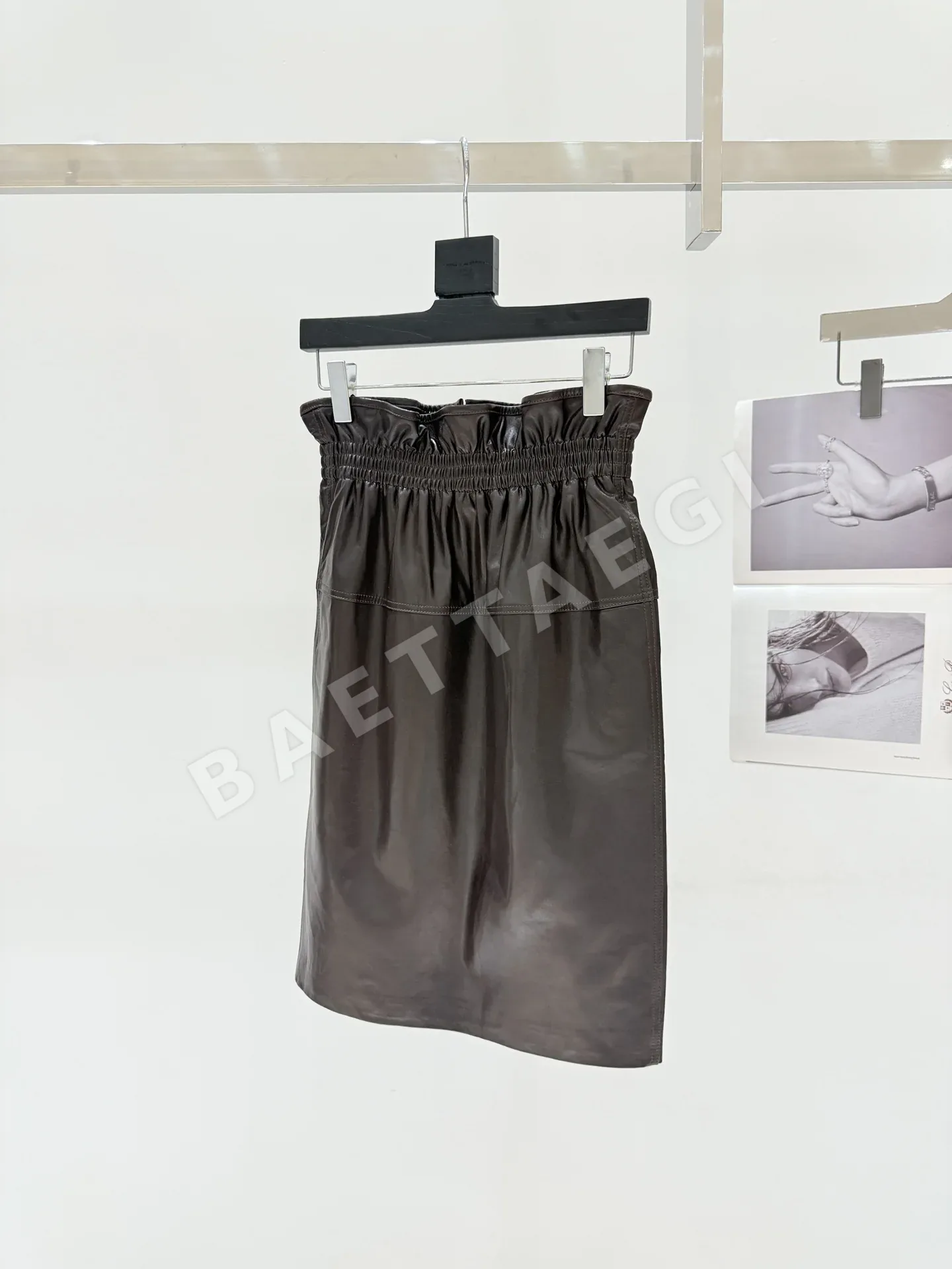 생로랑 레더 스커트 상세 이미지 5