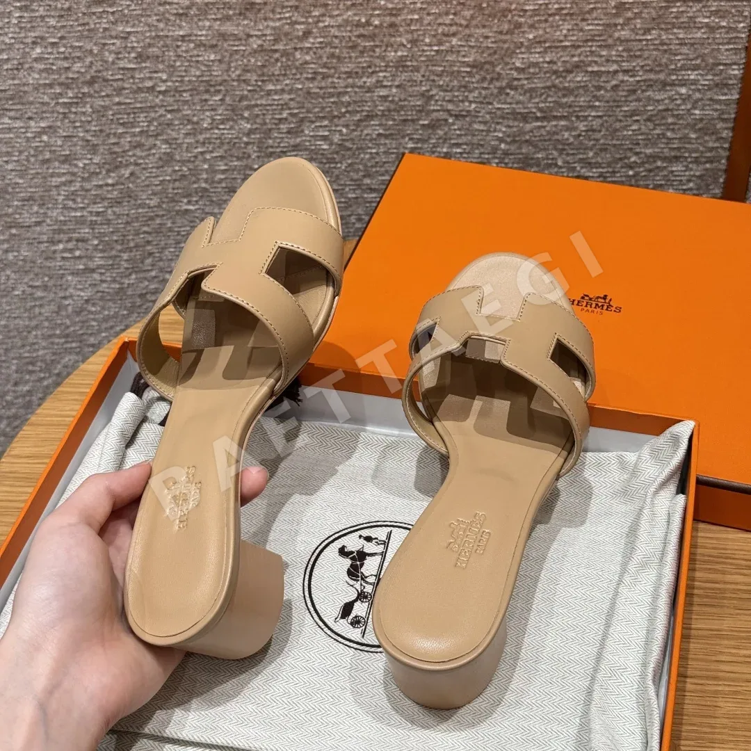 에르메스 오아시스 샌들 베이지 가죽 하이힐 상세 이미지 7