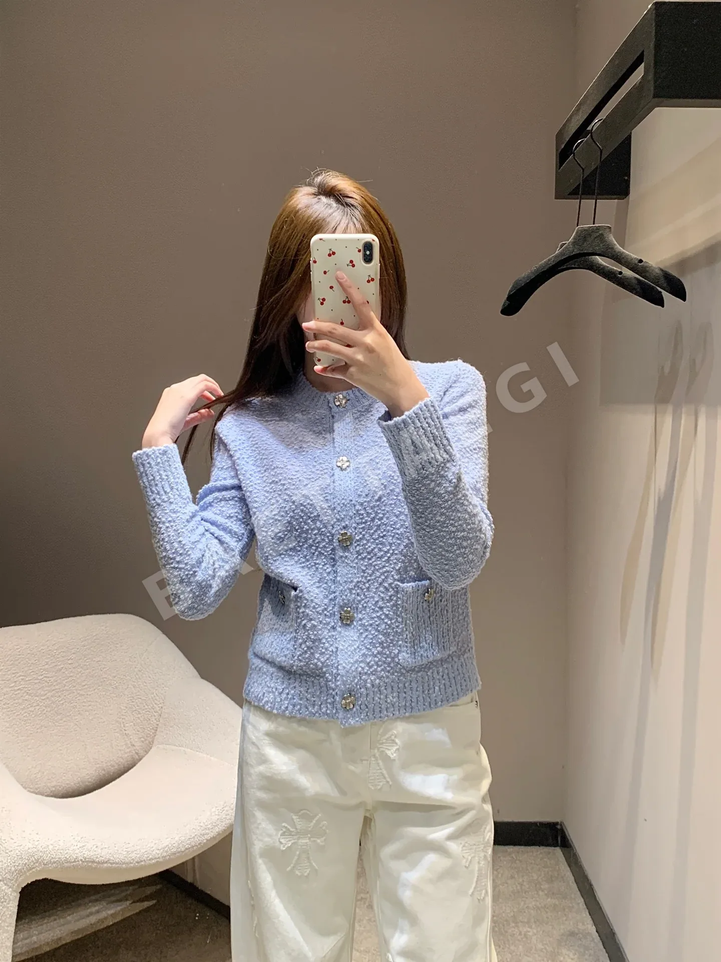 디올 텍스처드 울 크루넥 크롭 가디건 상세 이미지 7