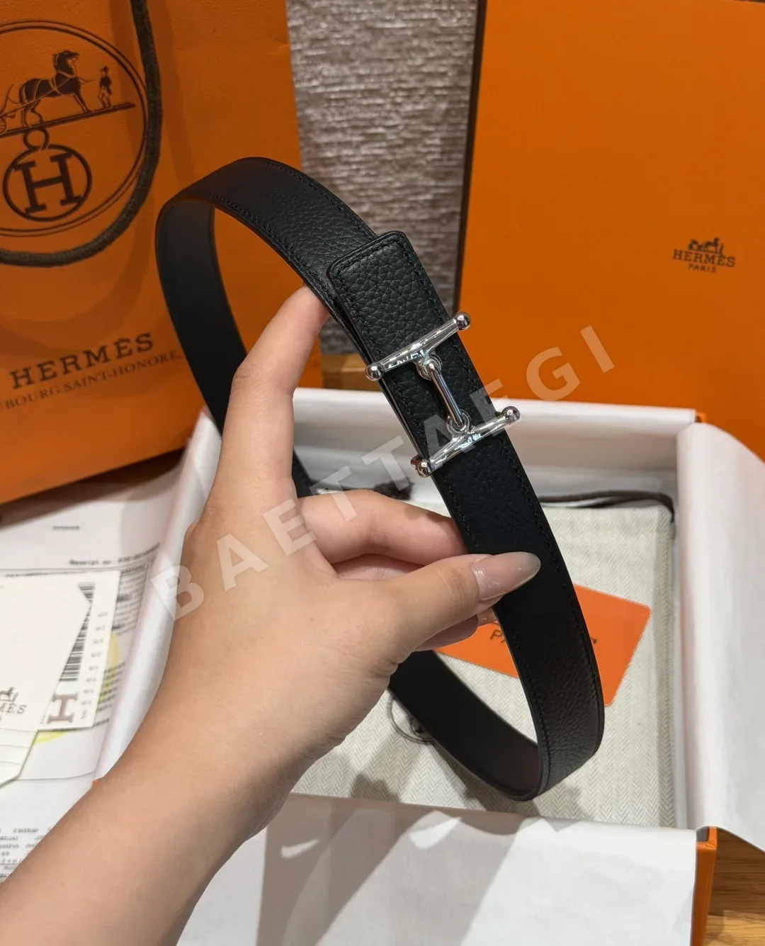 에르메스 모르스 H 리버시블 가죽 벨트 상세 이미지 3