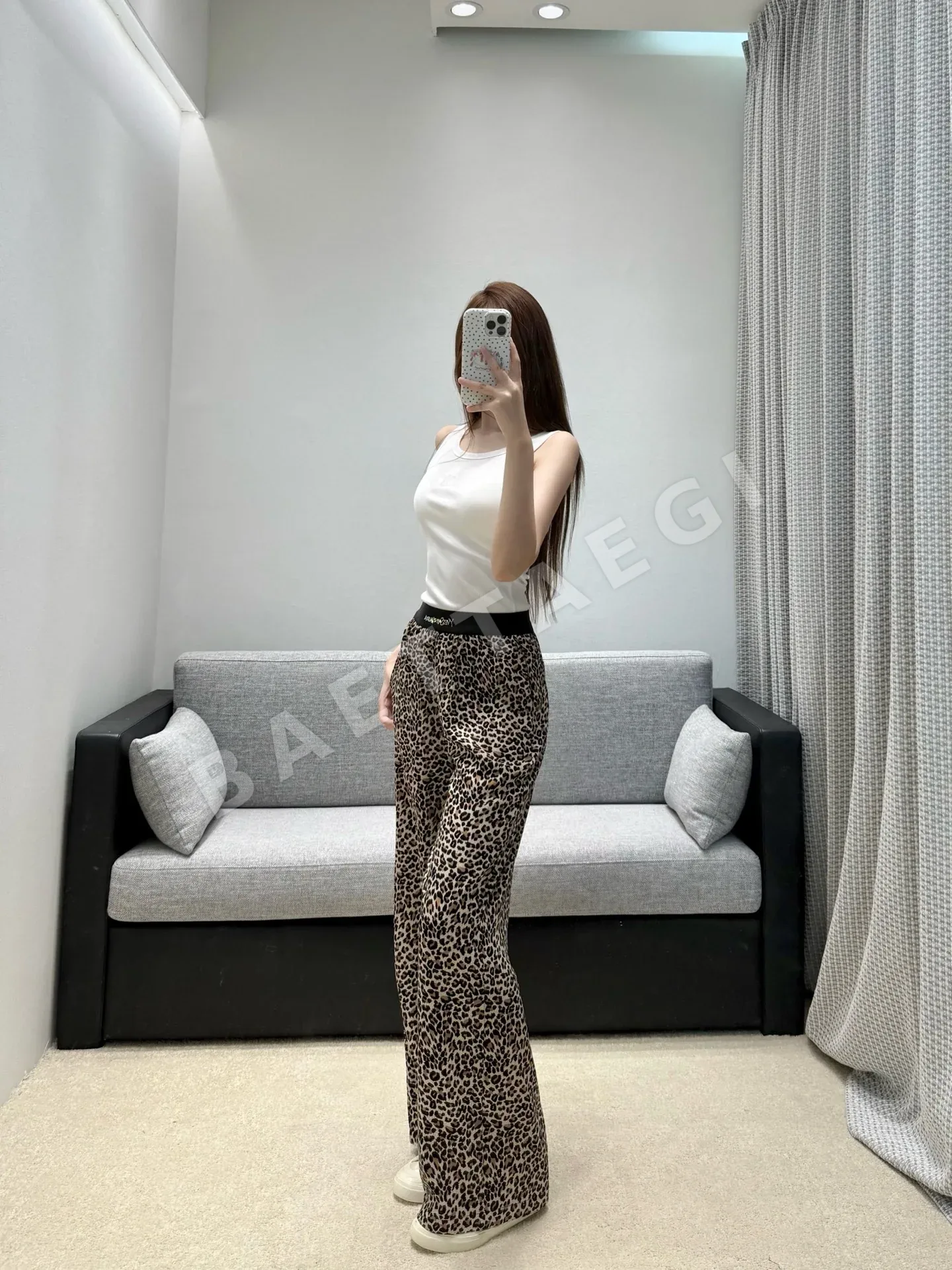 생로랑 레오파드 와이드 팬츠 상세 이미지 4