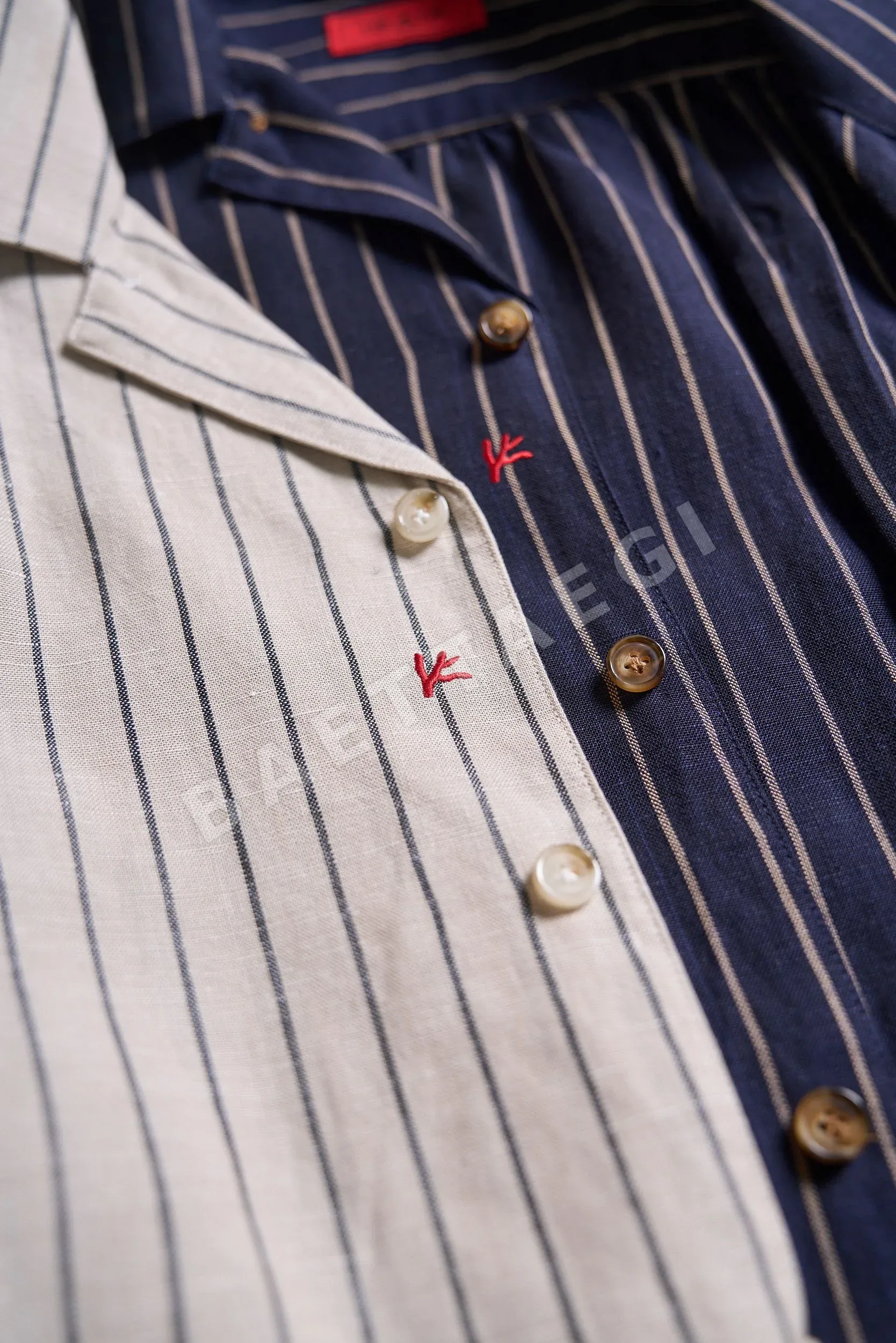 이사이아 린넨 스트라이프 반팔 셔츠 상세 이미지 4