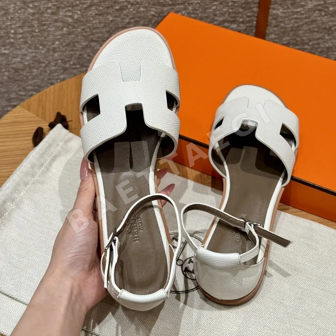 에르메스 산토리니 샌들 화이트 가죽 상세 이미지 5