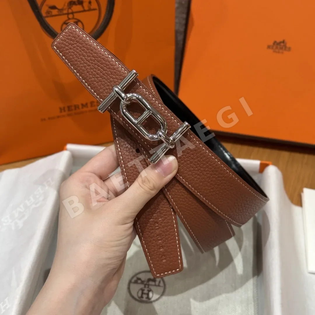 에르메스 H 버클 양면 가죽 벨트 상세 이미지 3