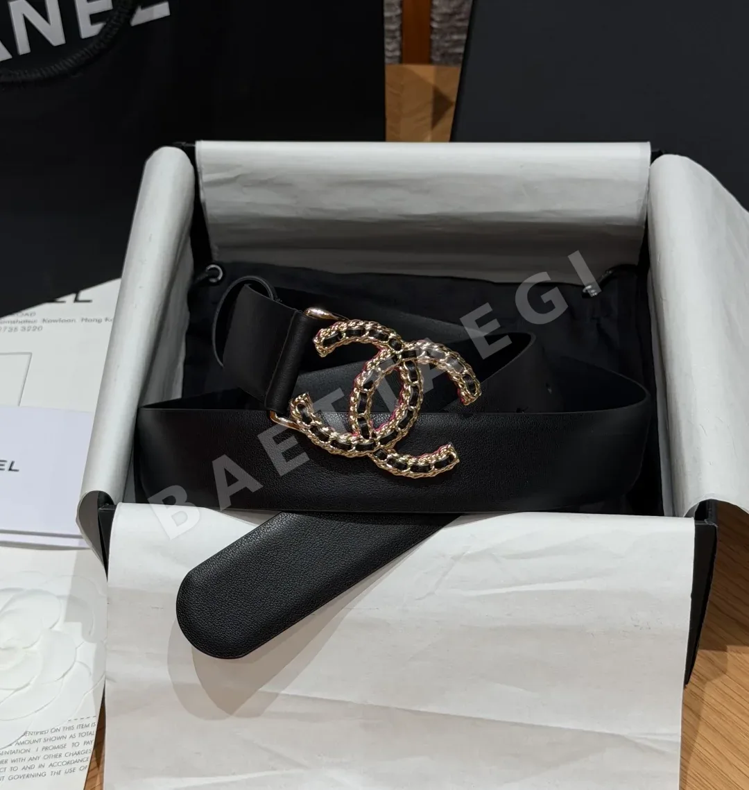 샤넬 클래식 더블 C 골드 메탈 버클 벨트 177295