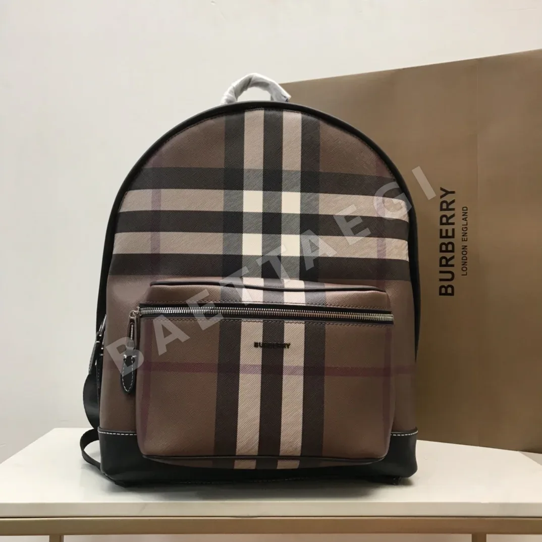 버버리 차콜 그레이 체크 클래식 백팩 39954