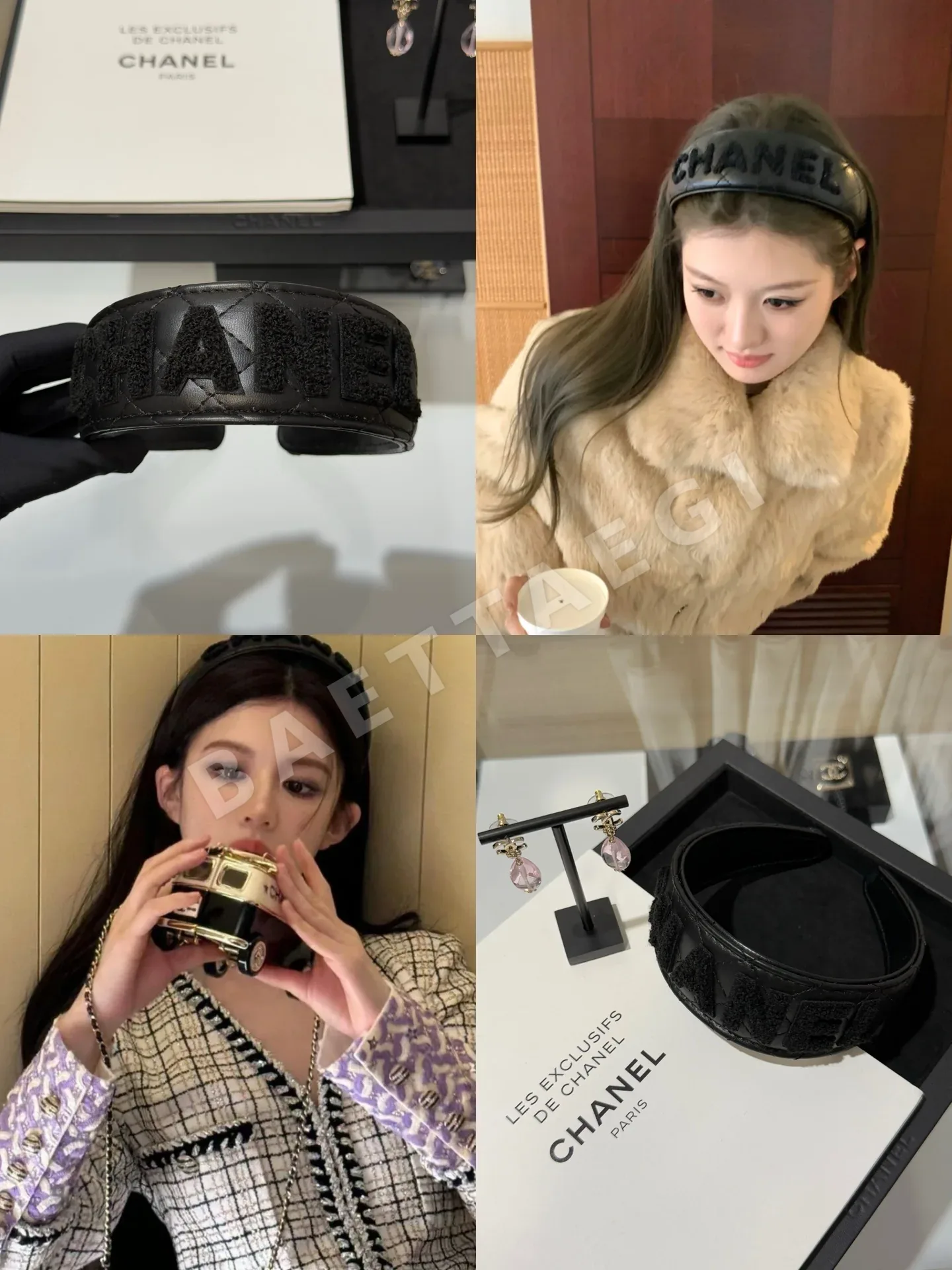 샤넬 가죽 플로키 헤드밴드 헤어악세사리 131018