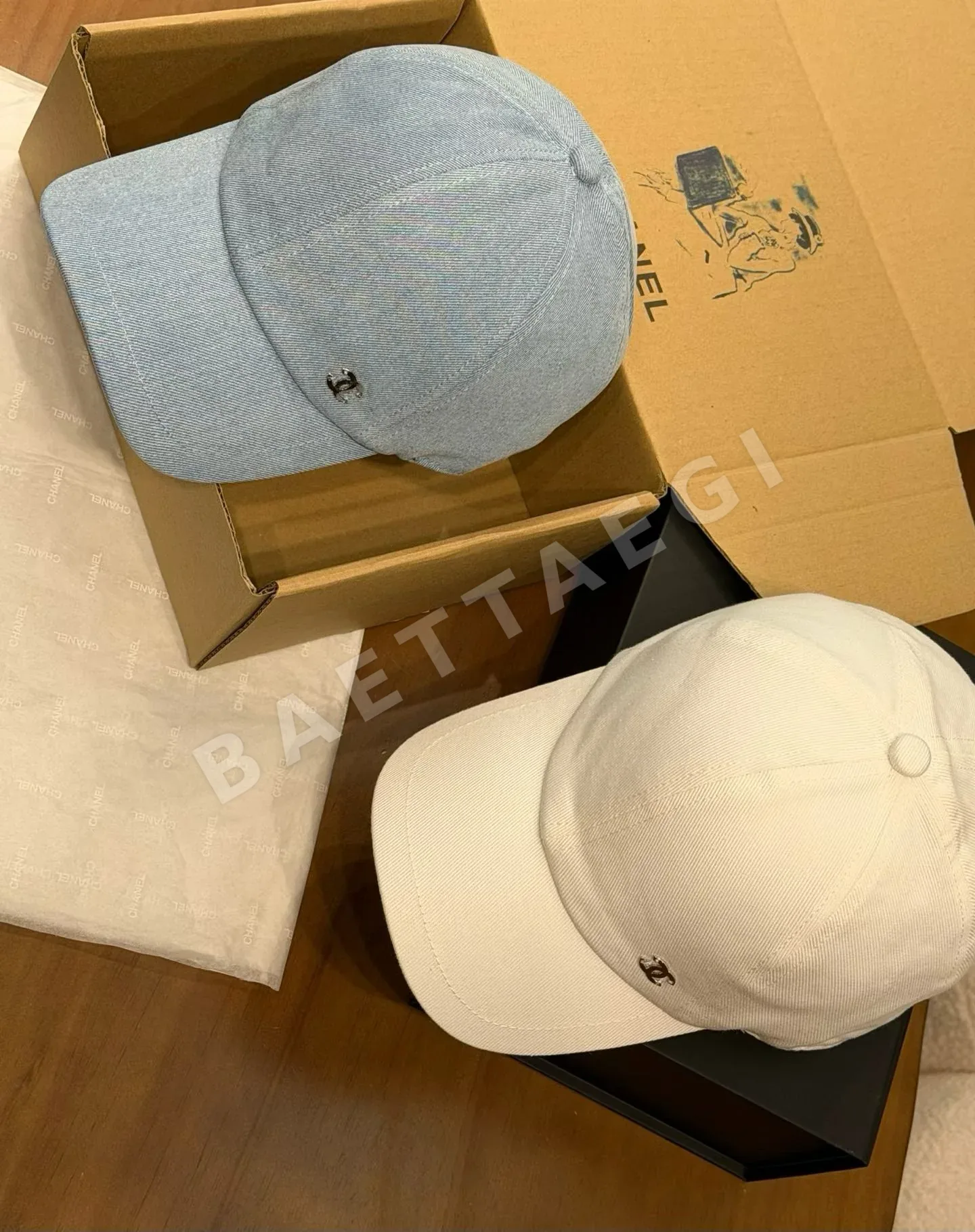 샤넬 126 C 데님 블루 베이스볼 캡 상세 이미지 6