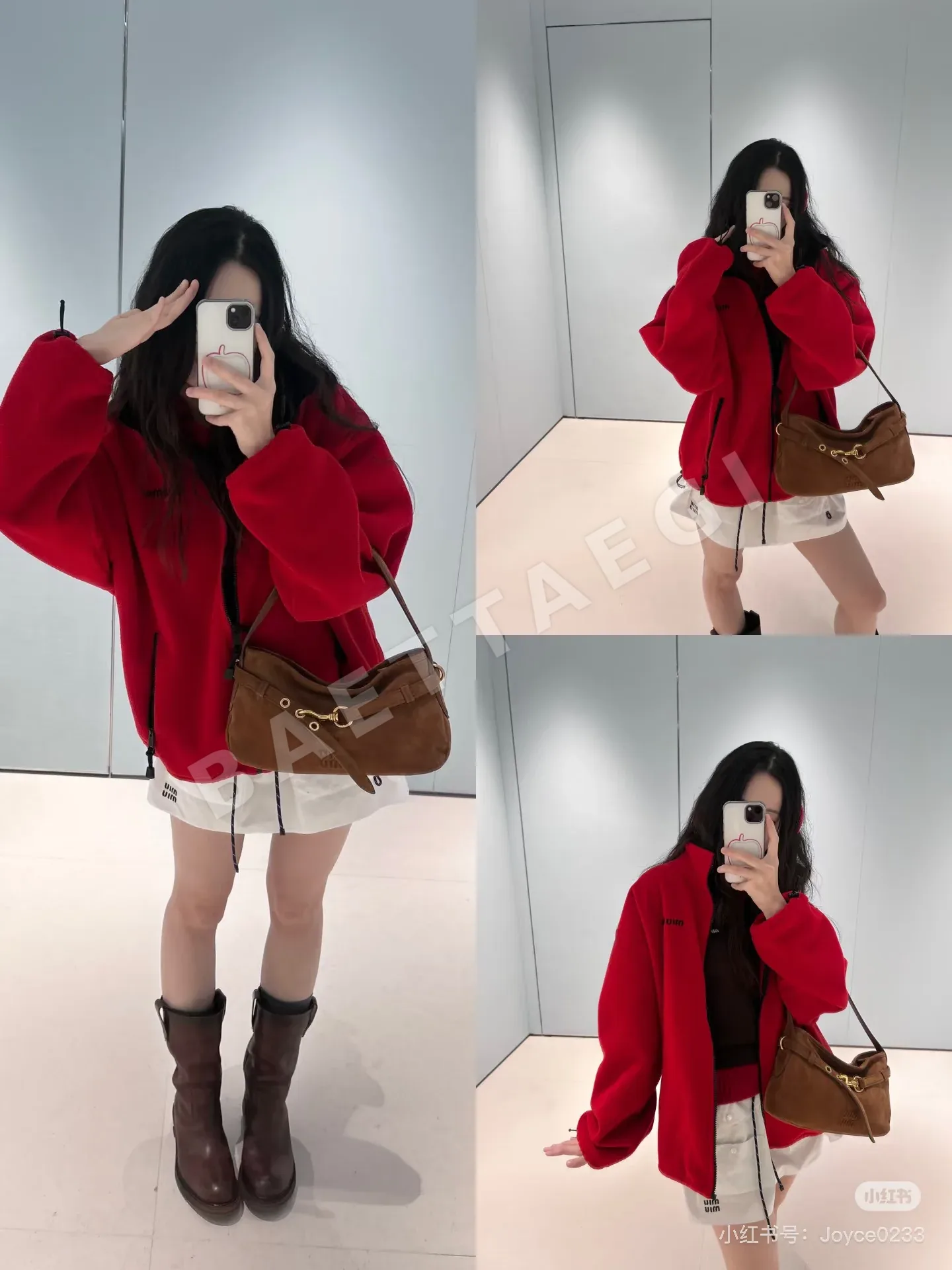미우미우 로고 자수 플리스 지퍼업 여성 자켓 상세 이미지 8