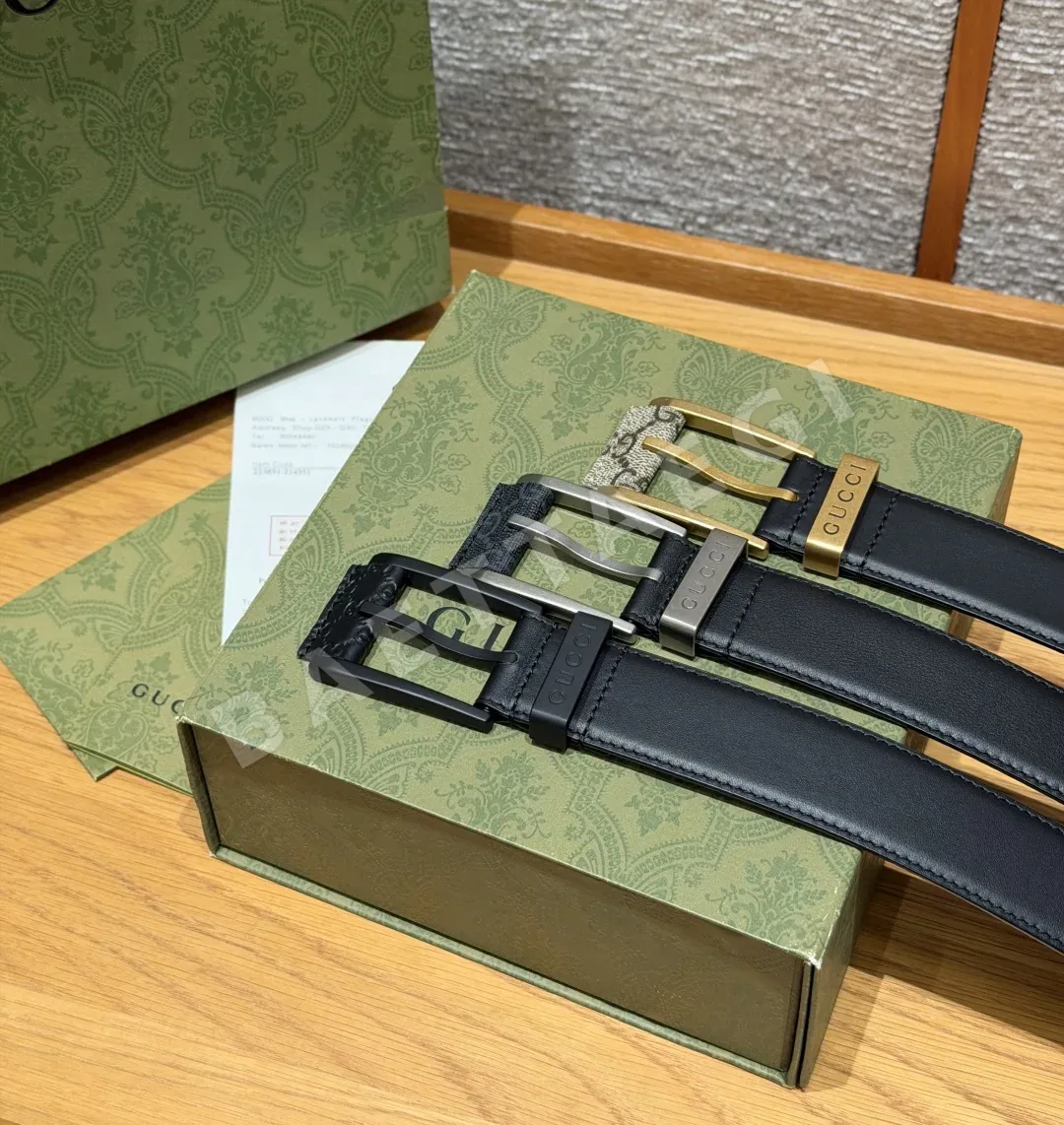 구찌 G 로고 스퀘어 버클 소가죽 벨트 상세 이미지 3