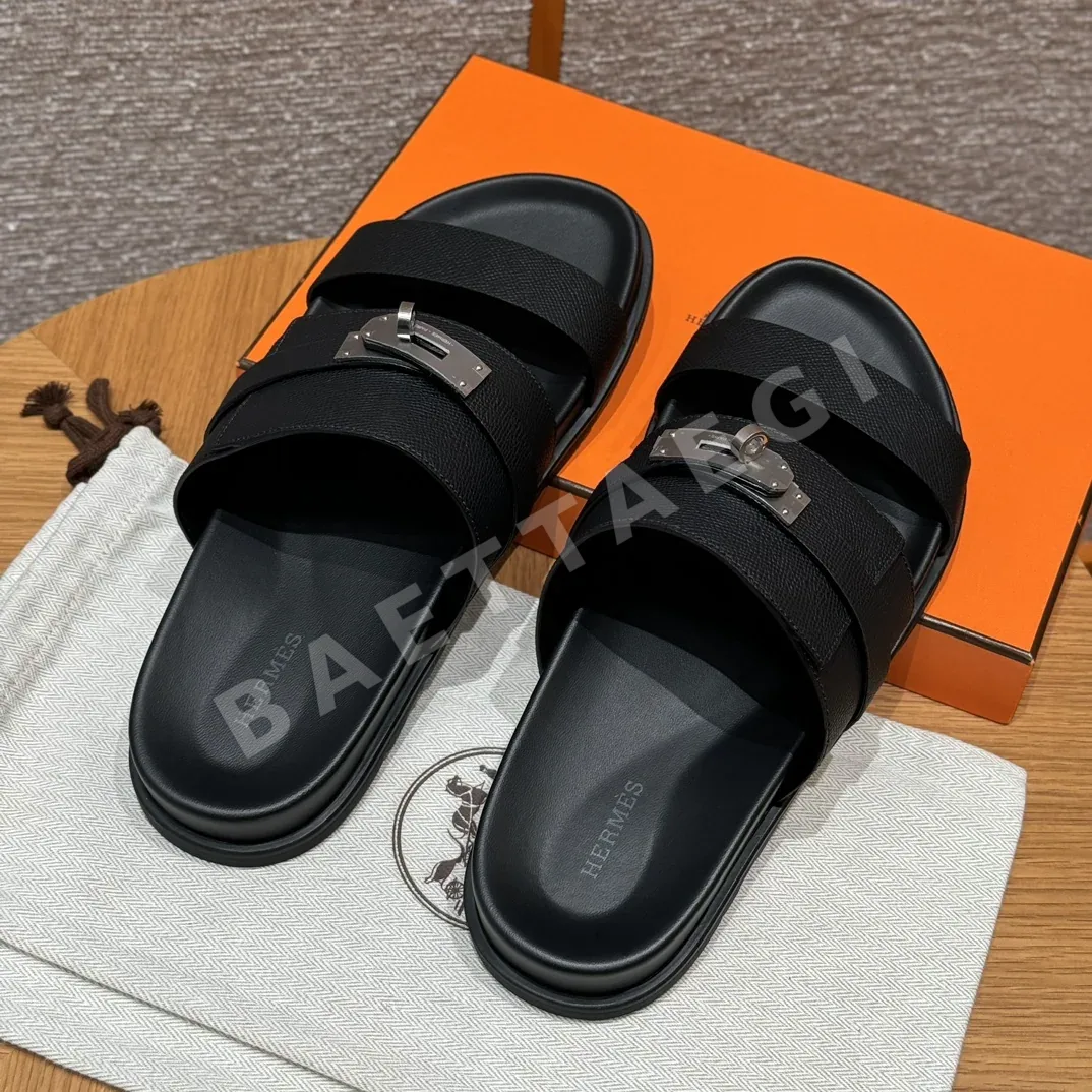 에르메스 잭슨 샌들 블랙 카프스킨 실버 버클 상세 이미지 3