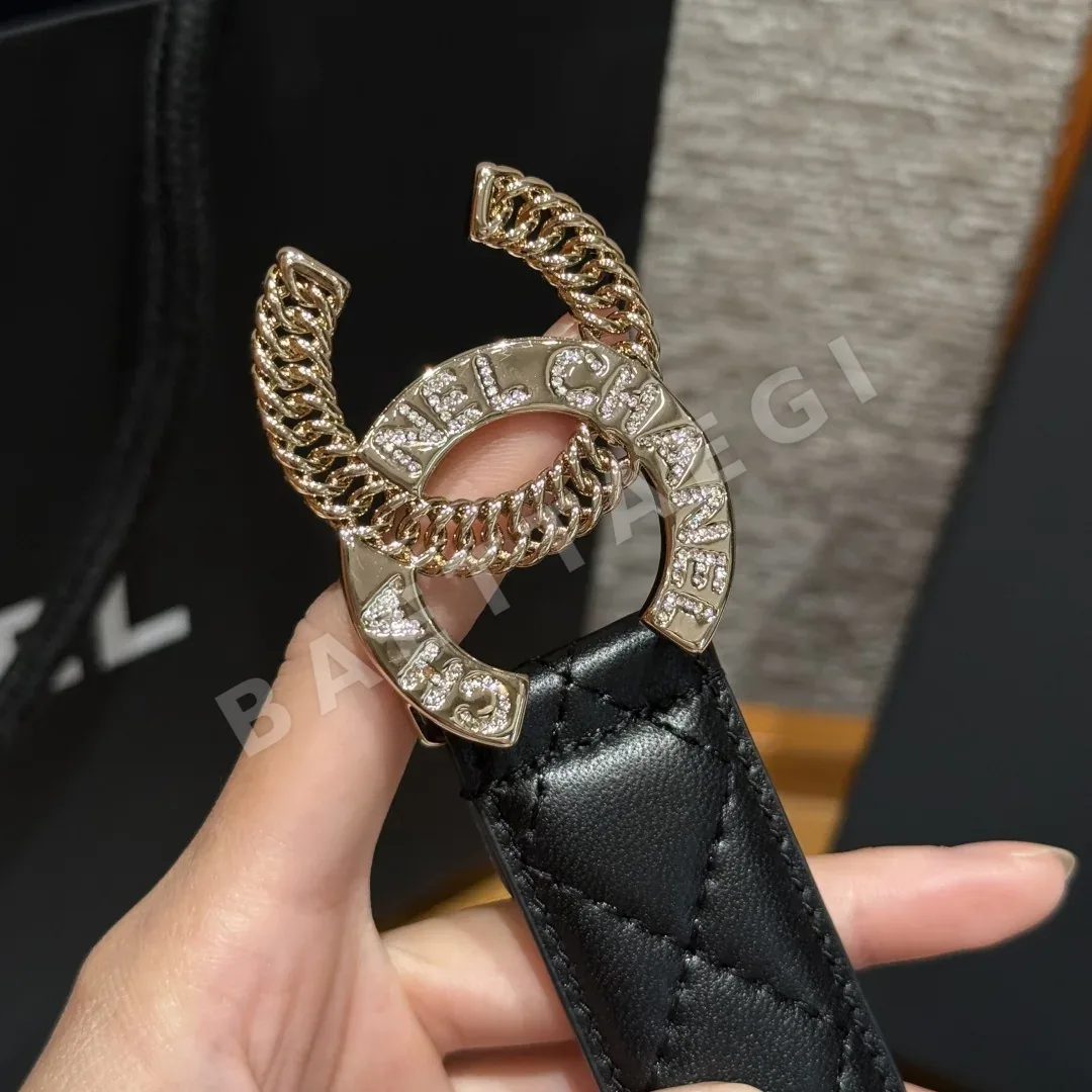 샤넬 다이아몬드 패턴 램스킨 더블 C 메탈 벨트 상세 이미지 5