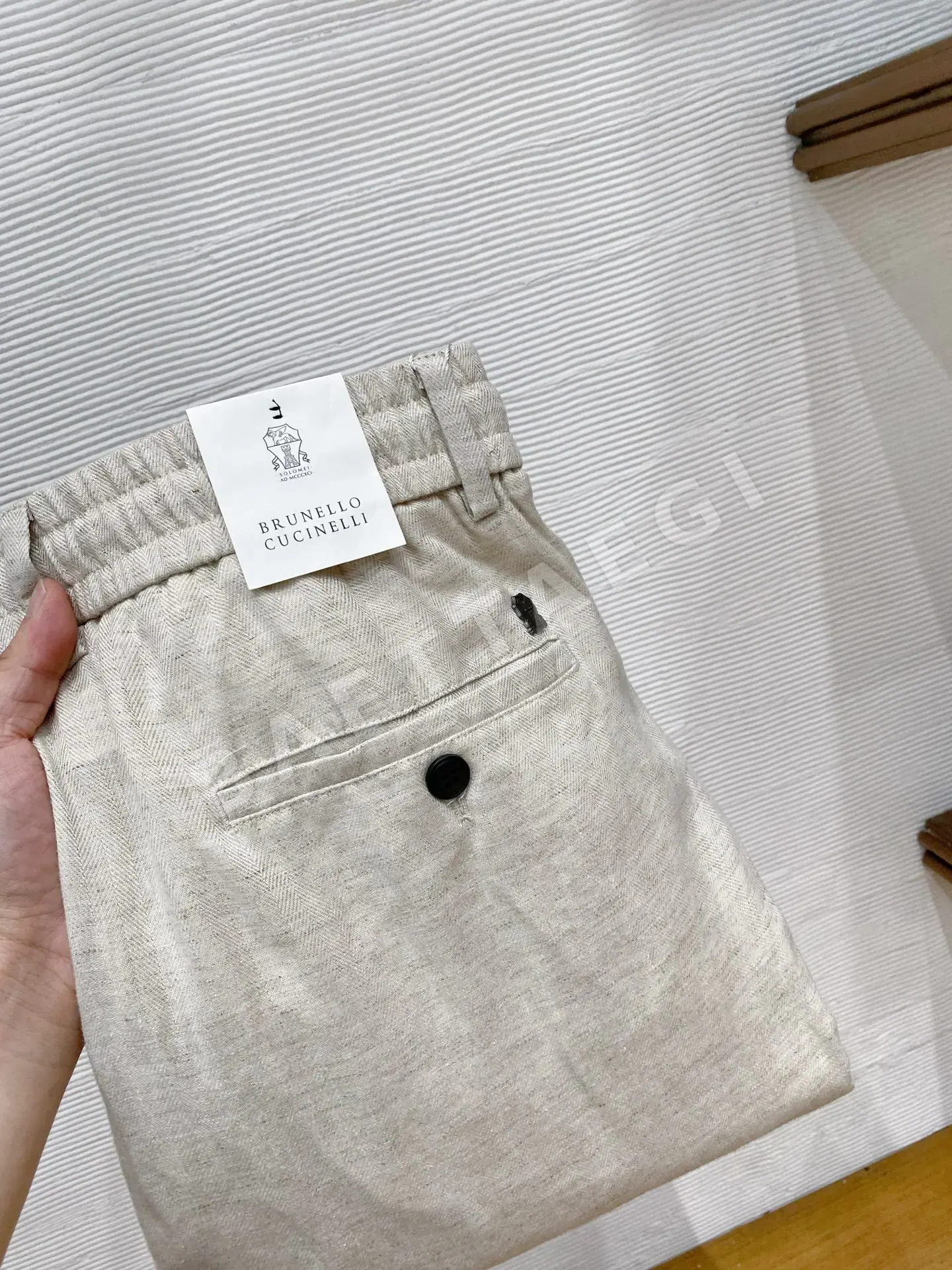 브루넬로쿠치넬리 남성 린넨 드로스트링 캐주얼 바지 130083