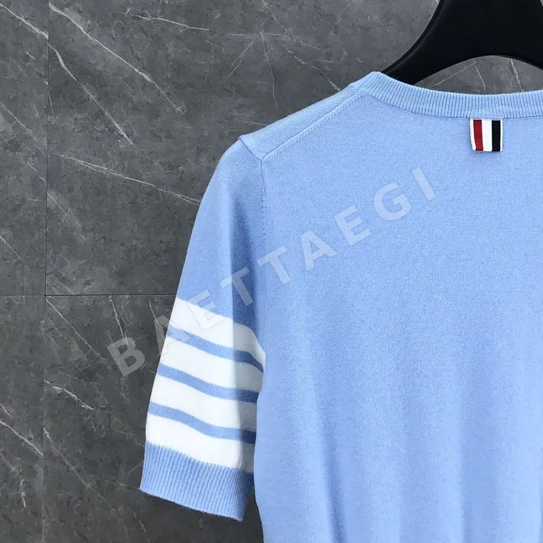 톰브라운 울 혼방 버튼 여성 반팔 니트 상세 이미지 4