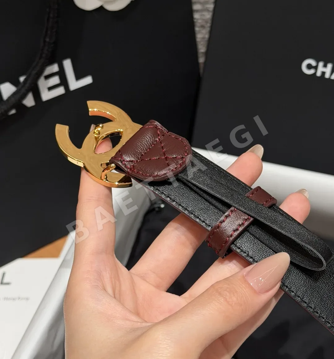 샤넬 다이아몬드 퀼팅 가죽 벨트 상세 이미지 6