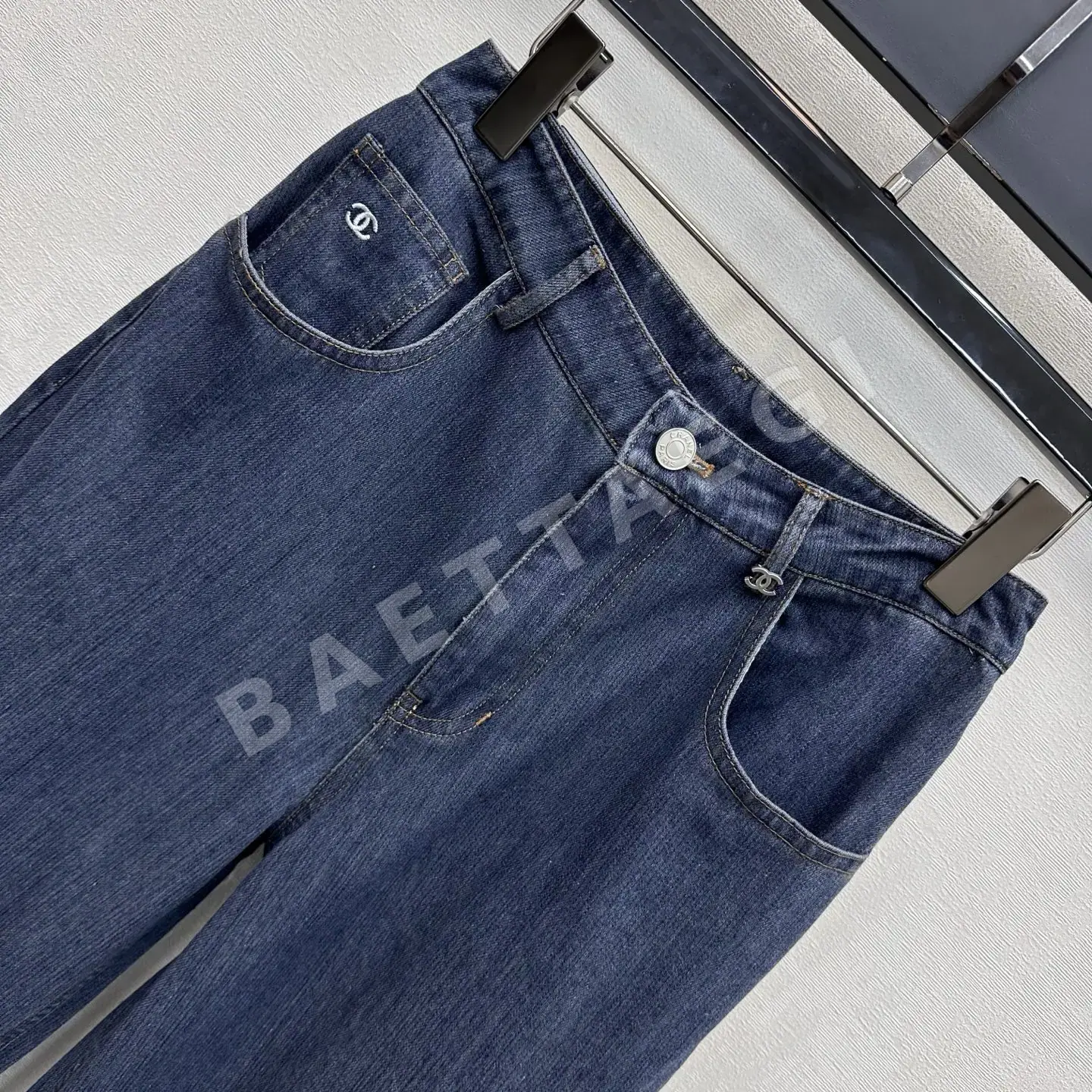 샤넬 자수 스트레이트 레그 데님 바지 상세 이미지 2