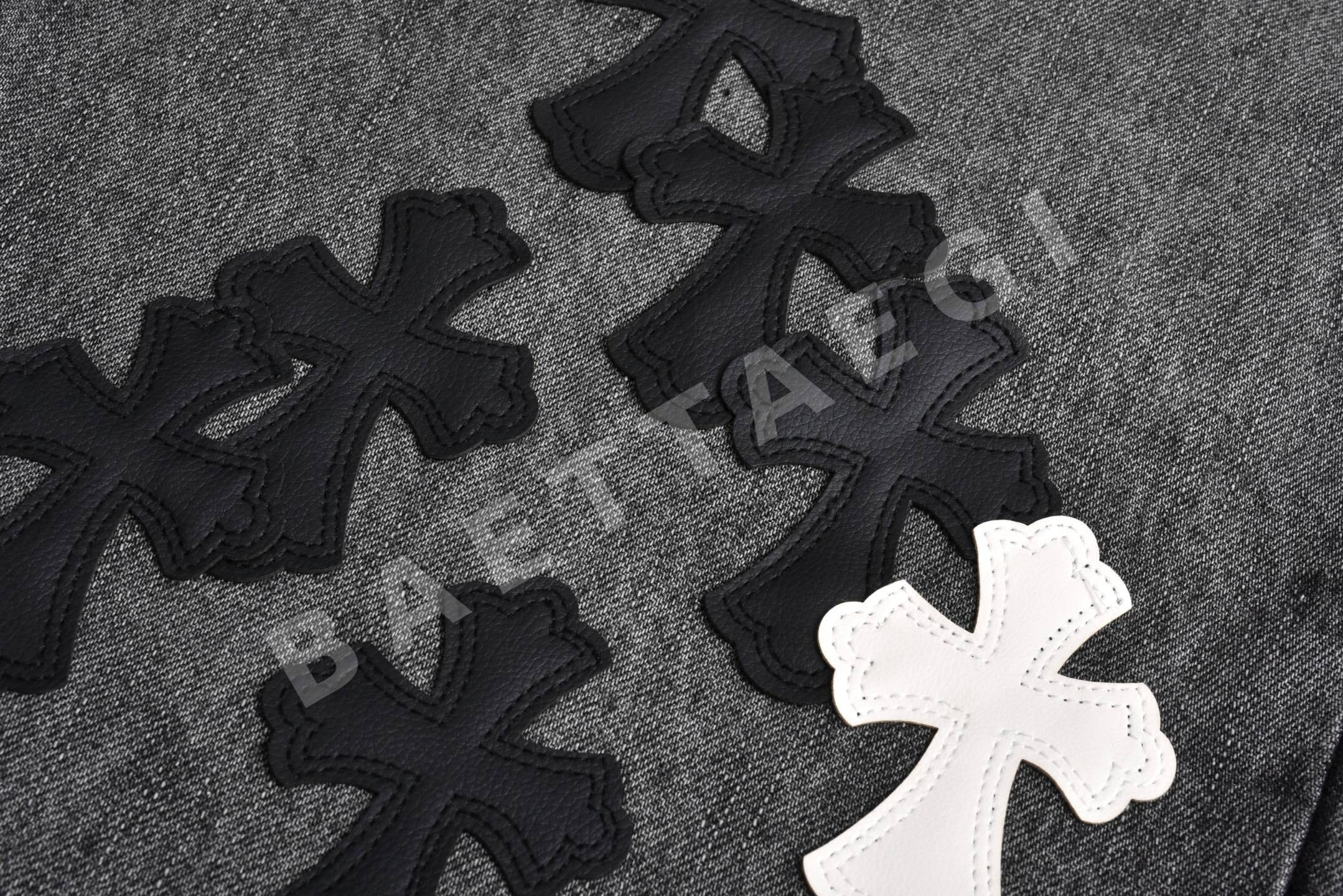 크롬하츠 리미티드 플레임 패치워크 가죽 진 남성 바지 P450 상세 이미지 4