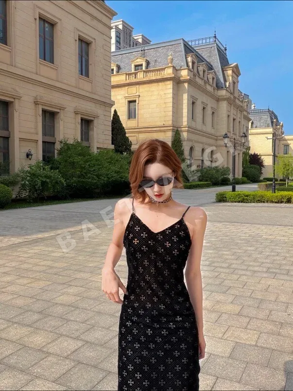 크롬하츠 블랙 크로스 벨벳 슬립 원피스 상세 이미지 17