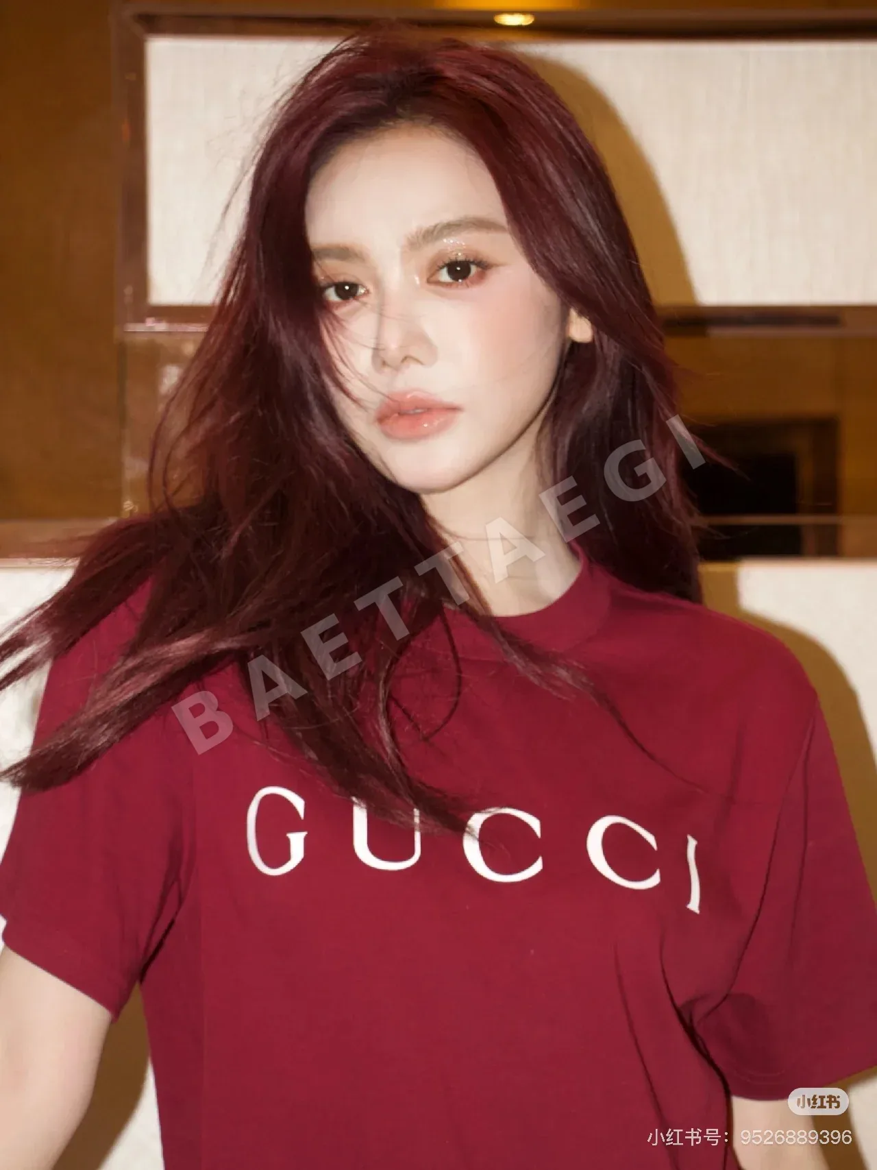 구찌 여성 앙코라 레드 반팔 티셔츠 상세 이미지 2