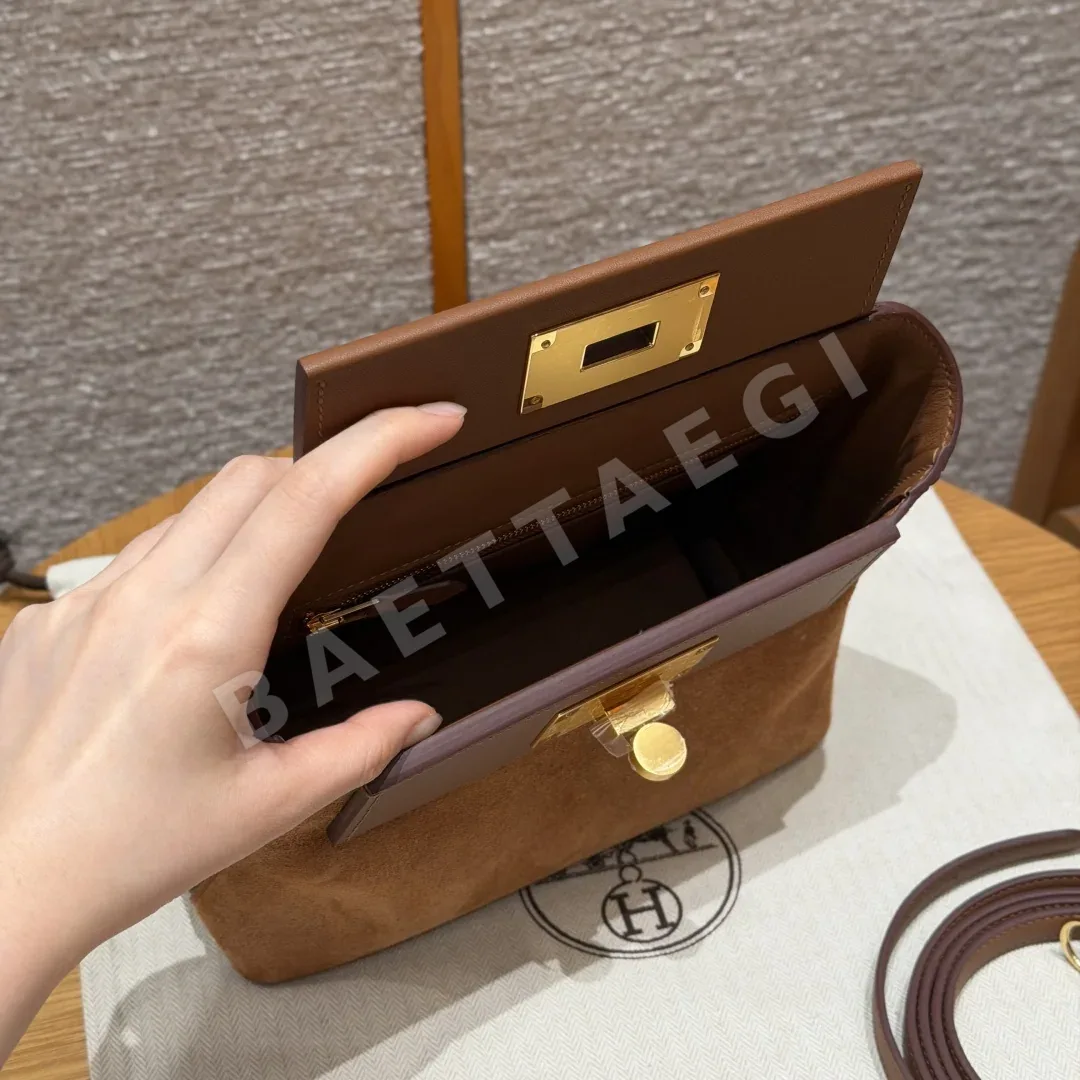 에르메스 켈리 24 골든 브라운 가죽 가방 상세 이미지 7